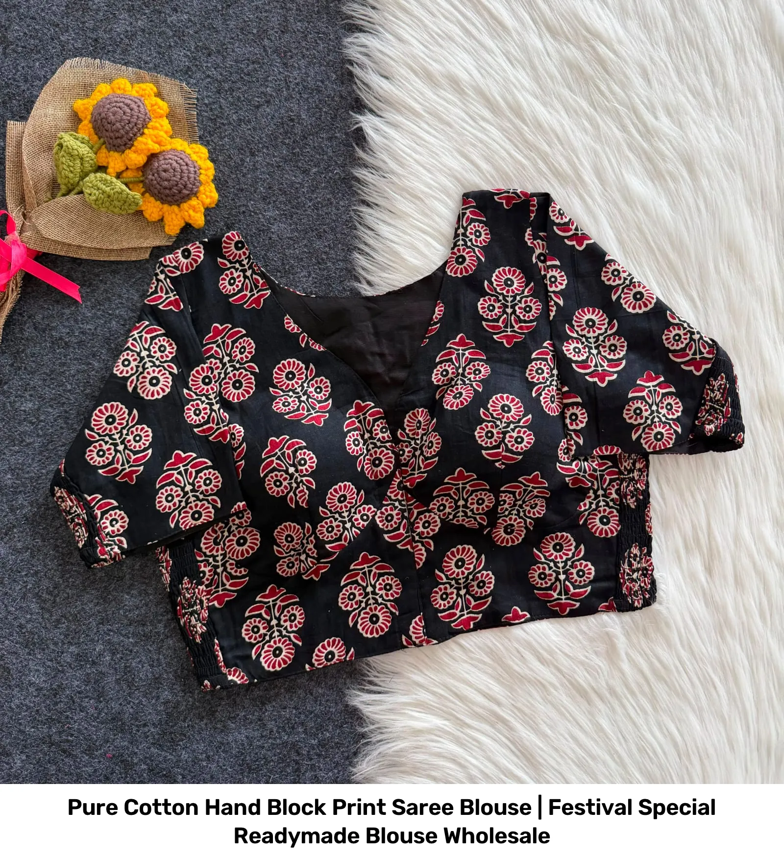 Pure Cotton Hand Block Print Saree Blouse | Festival Special Readymade Blouse Wholesale 21