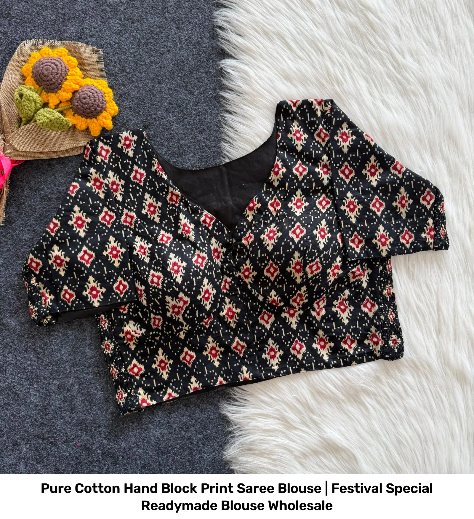 Pure Cotton Hand Block Print Saree Blouse | Festival Special Readymade Blouse Wholesale 3