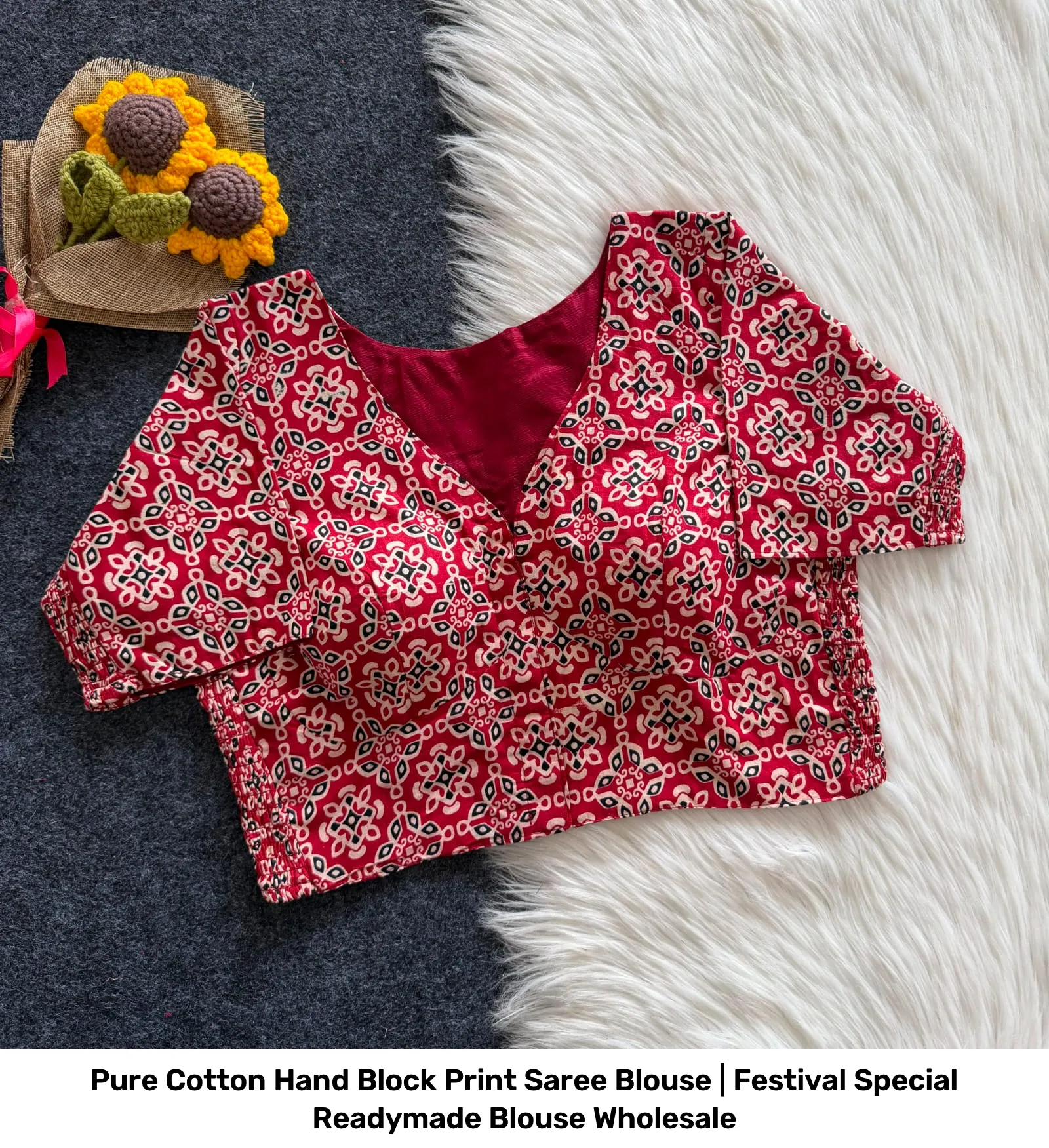 Pure Cotton Hand Block Print Saree Blouse | Festival Special Readymade Blouse Wholesale 4