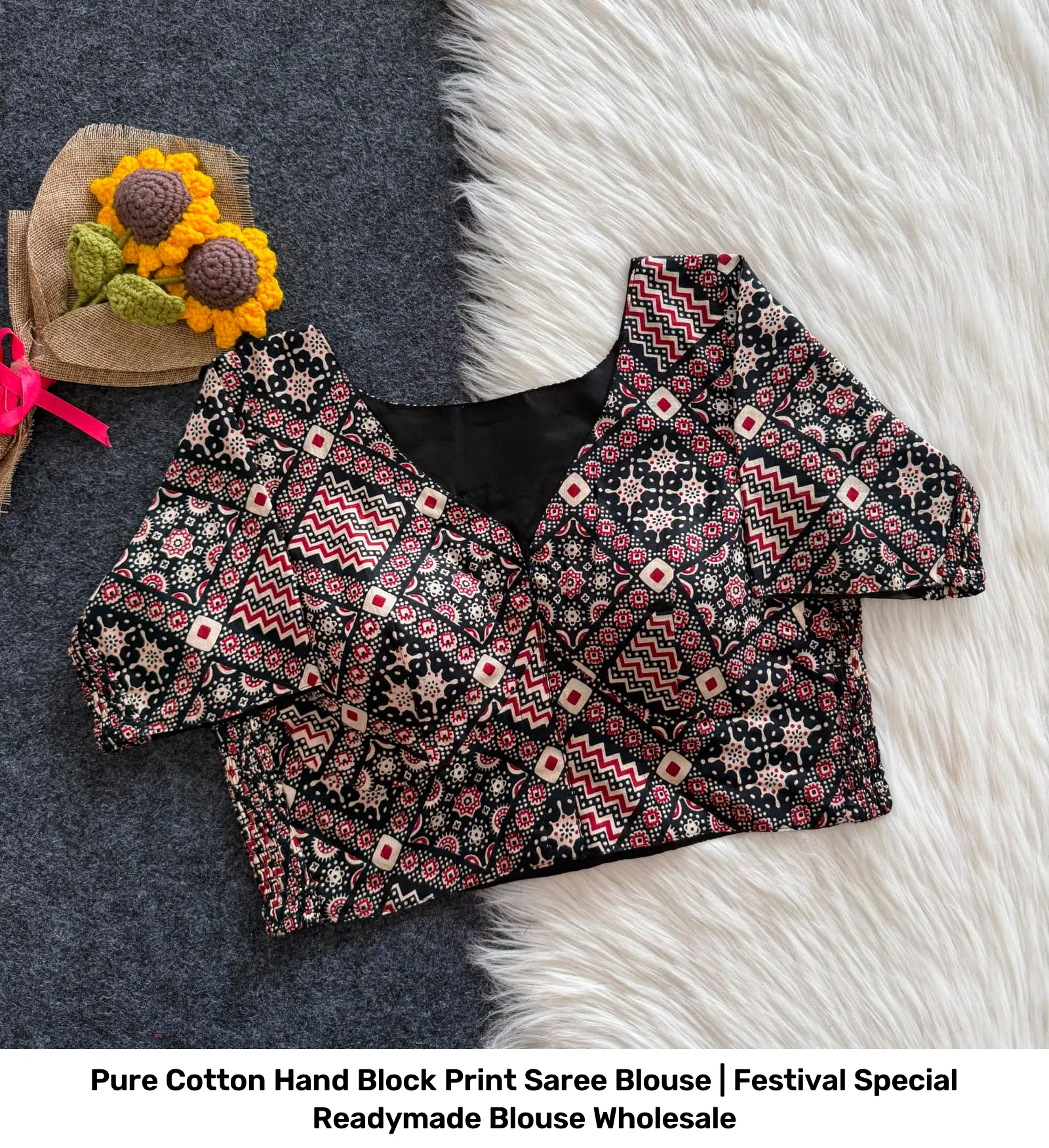 Pure Cotton Hand Block Print Saree Blouse | Festival Special Readymade Blouse Wholesale 5