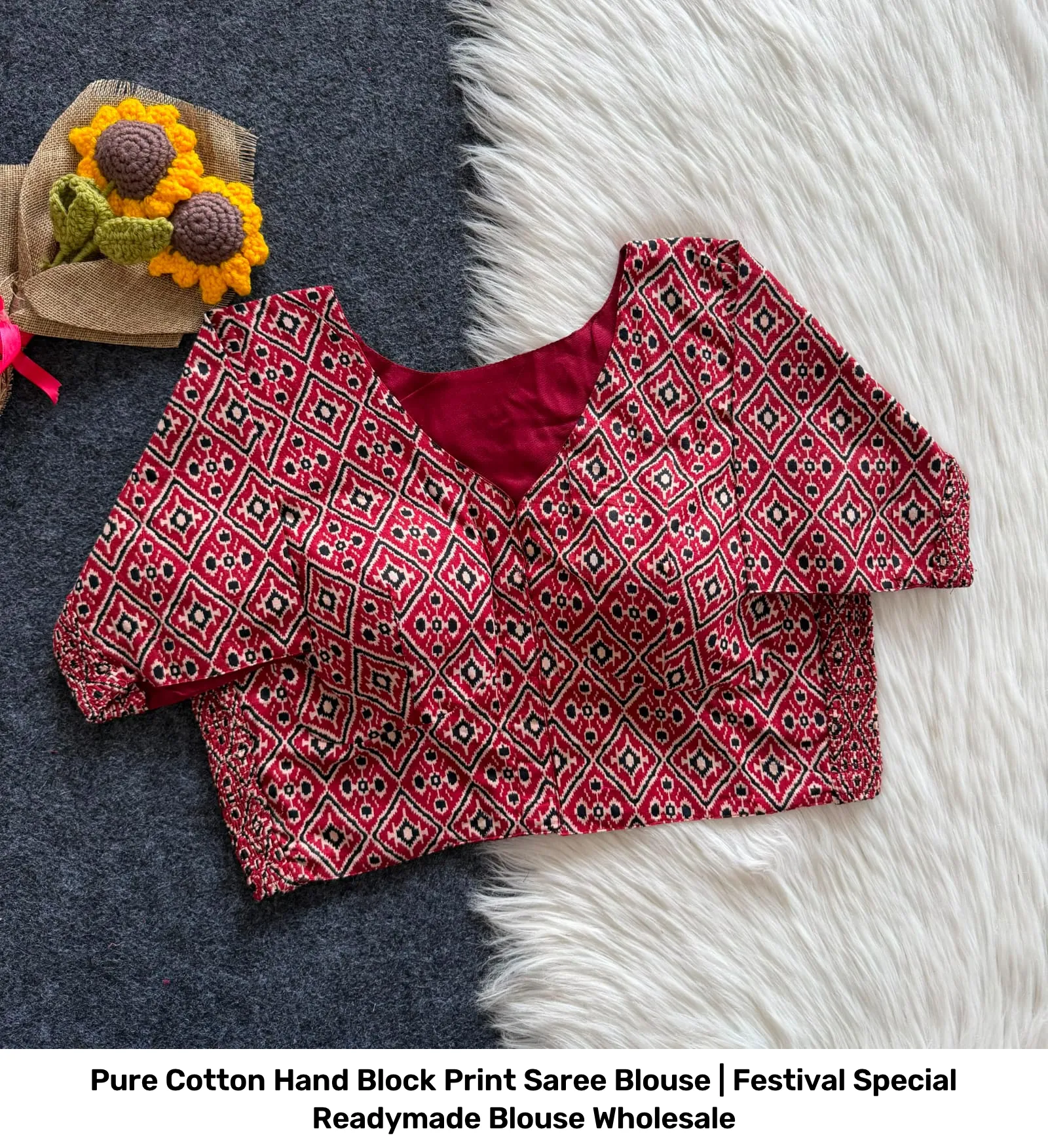 Pure Cotton Hand Block Print Saree Blouse | Festival Special Readymade Blouse Wholesale 6