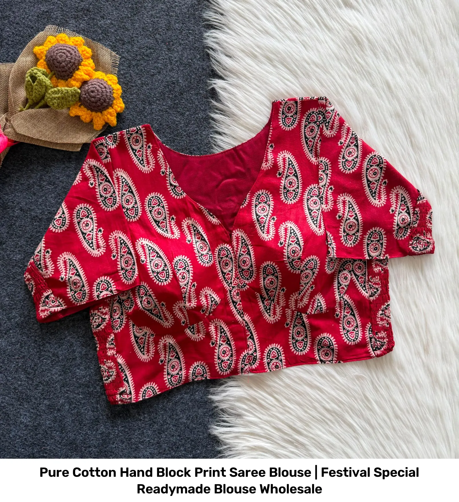 Pure Cotton Hand Block Print Saree Blouse | Festival Special Readymade Blouse Wholesale 7