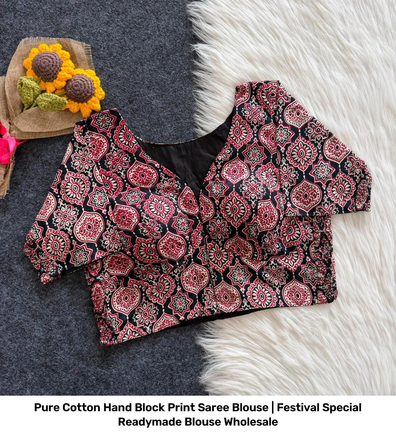 Pure Cotton Hand Block Print Saree Blouse | Festival Special Readymade Blouse Wholesale 8