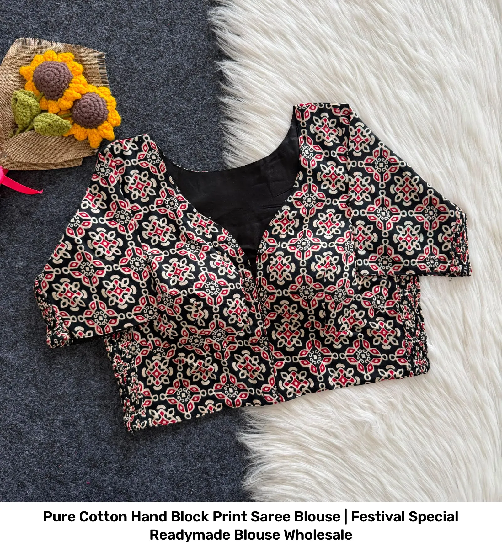 Pure Cotton Hand Block Print Saree Blouse | Festival Special Readymade Blouse Wholesale 9