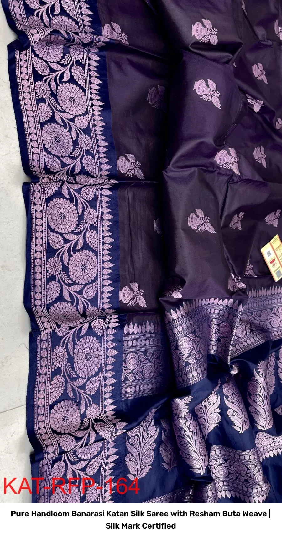 Pure Handloom Banarasi Katan Silk Saree with Resham Buta Weave | Silk Mark Certified 11