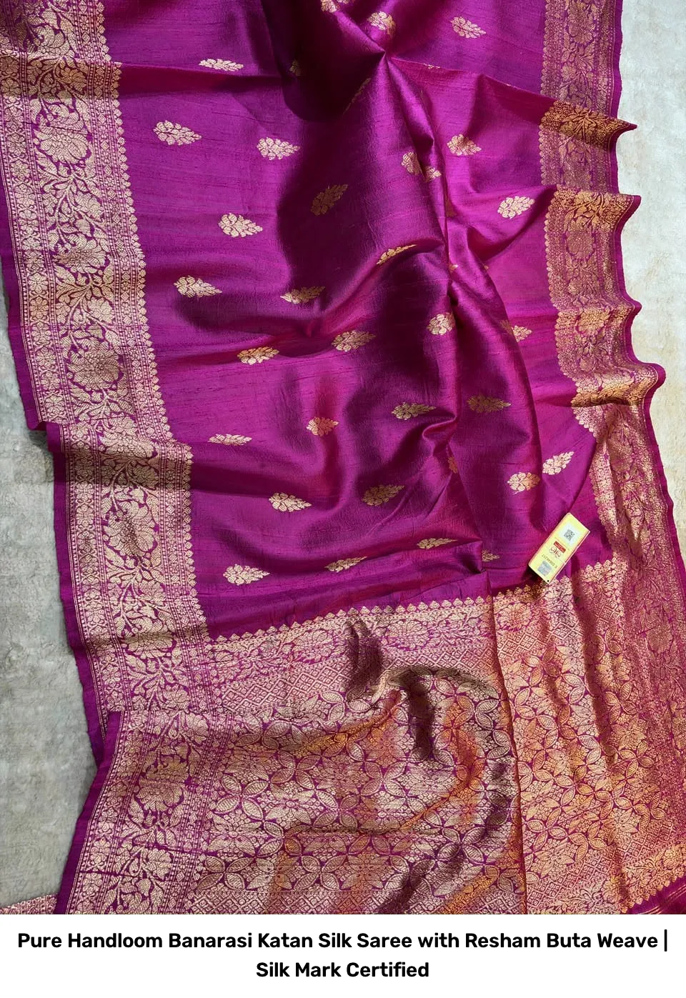 Pure Handloom Banarasi Katan Silk Saree with Resham Buta Weave | Silk Mark Certified 12