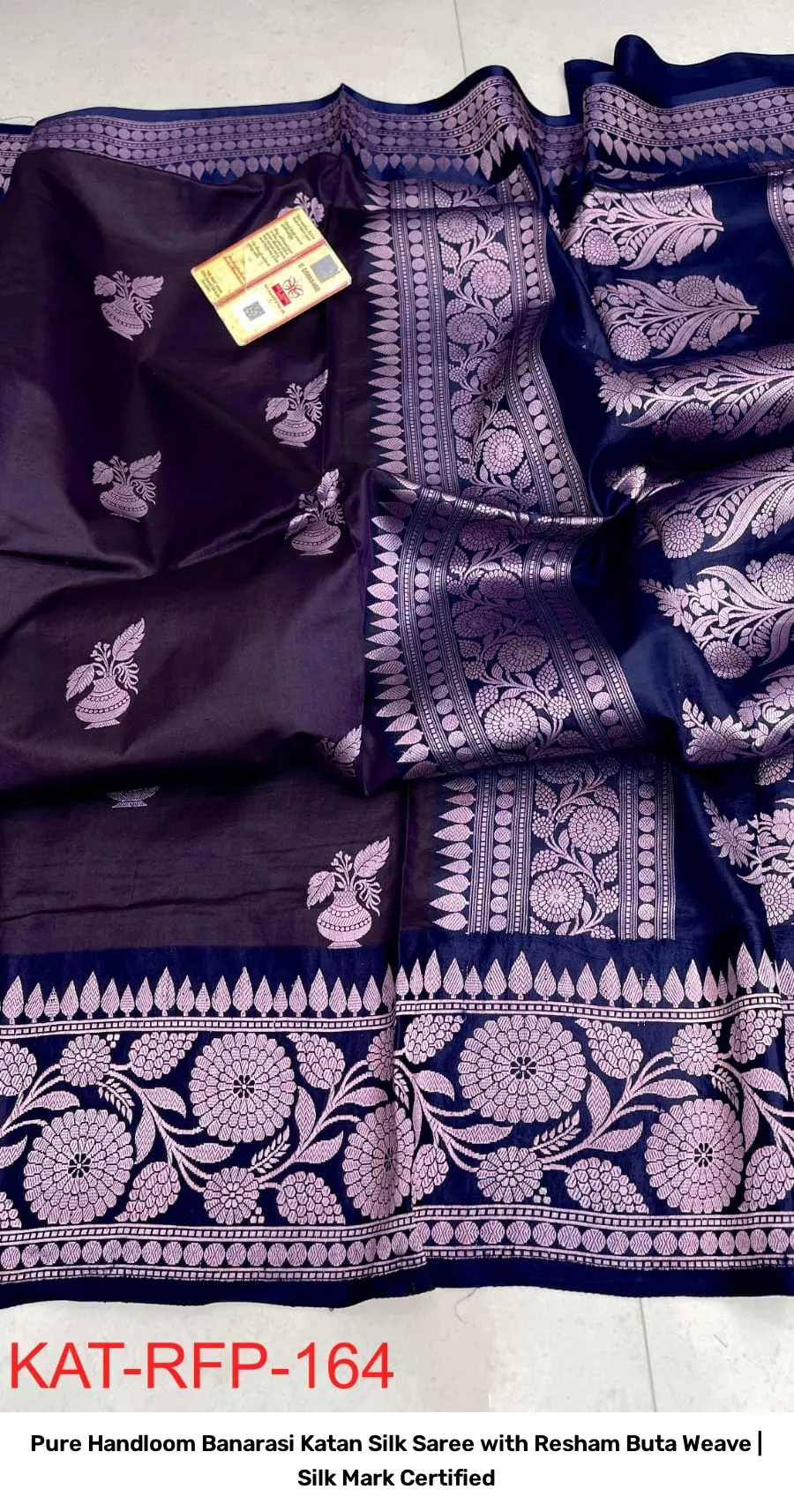 Pure Handloom Banarasi Katan Silk Saree with Resham Buta Weave | Silk Mark Certified 2