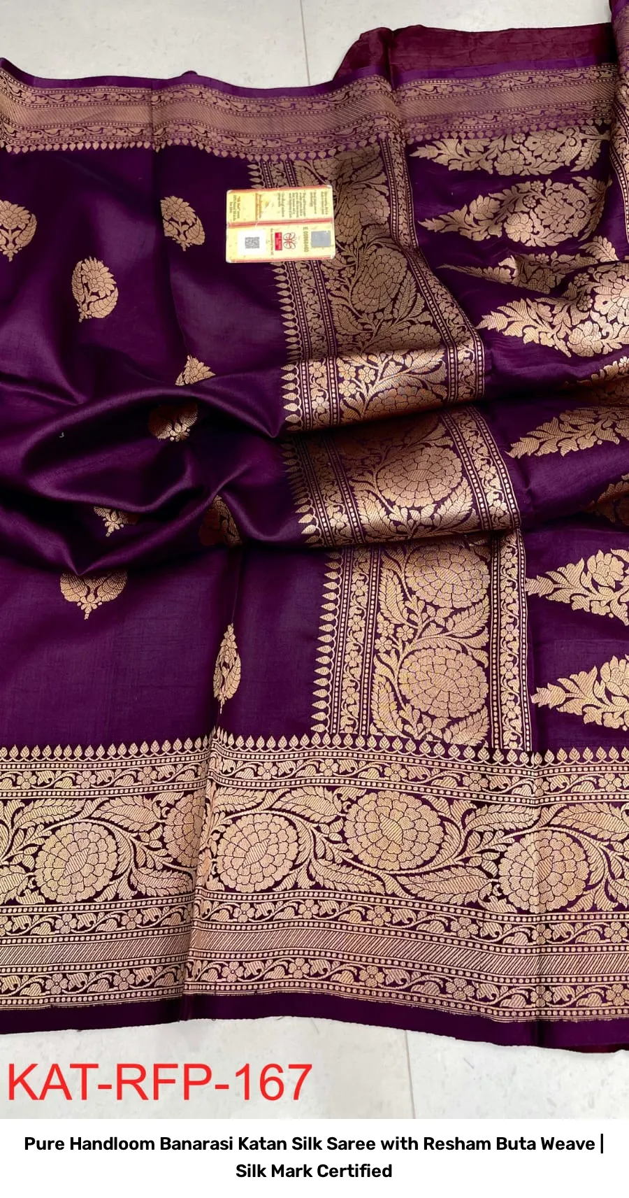 Pure Handloom Banarasi Katan Silk Saree with Resham Buta Weave | Silk Mark Certified 3