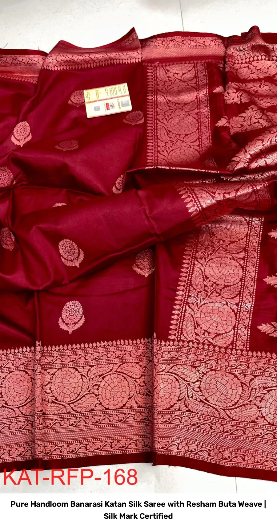 Pure Handloom Banarasi Katan Silk Saree with Resham Buta Weave | Silk Mark Certified 4