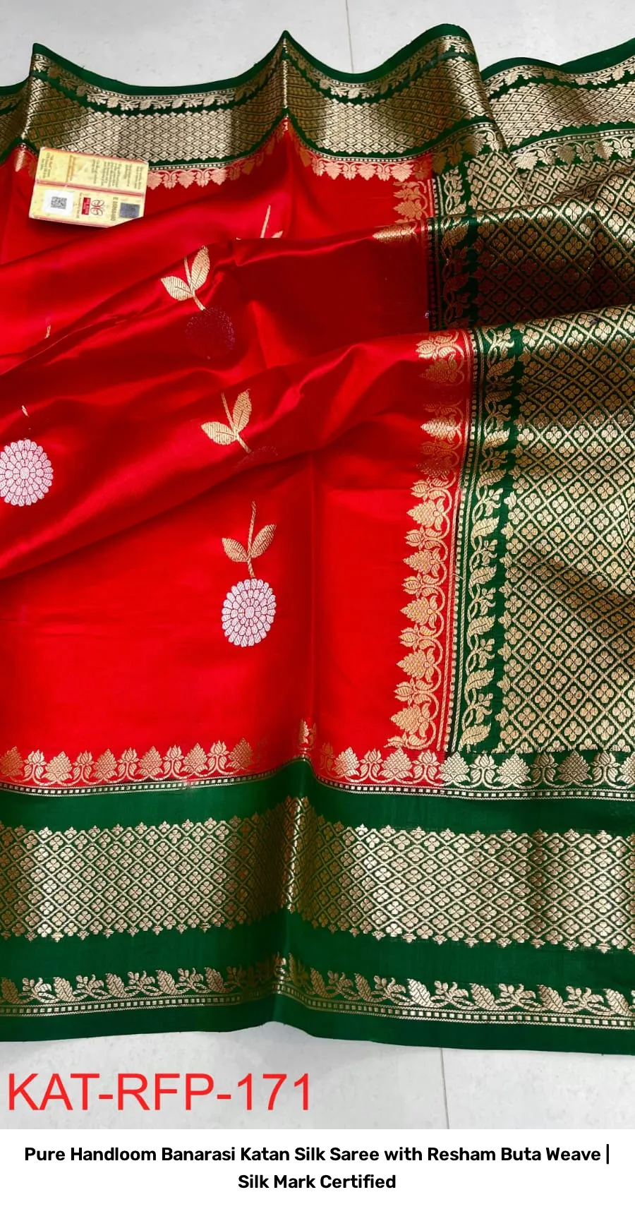 Pure Handloom Banarasi Katan Silk Saree with Resham Buta Weave | Silk Mark Certified 5