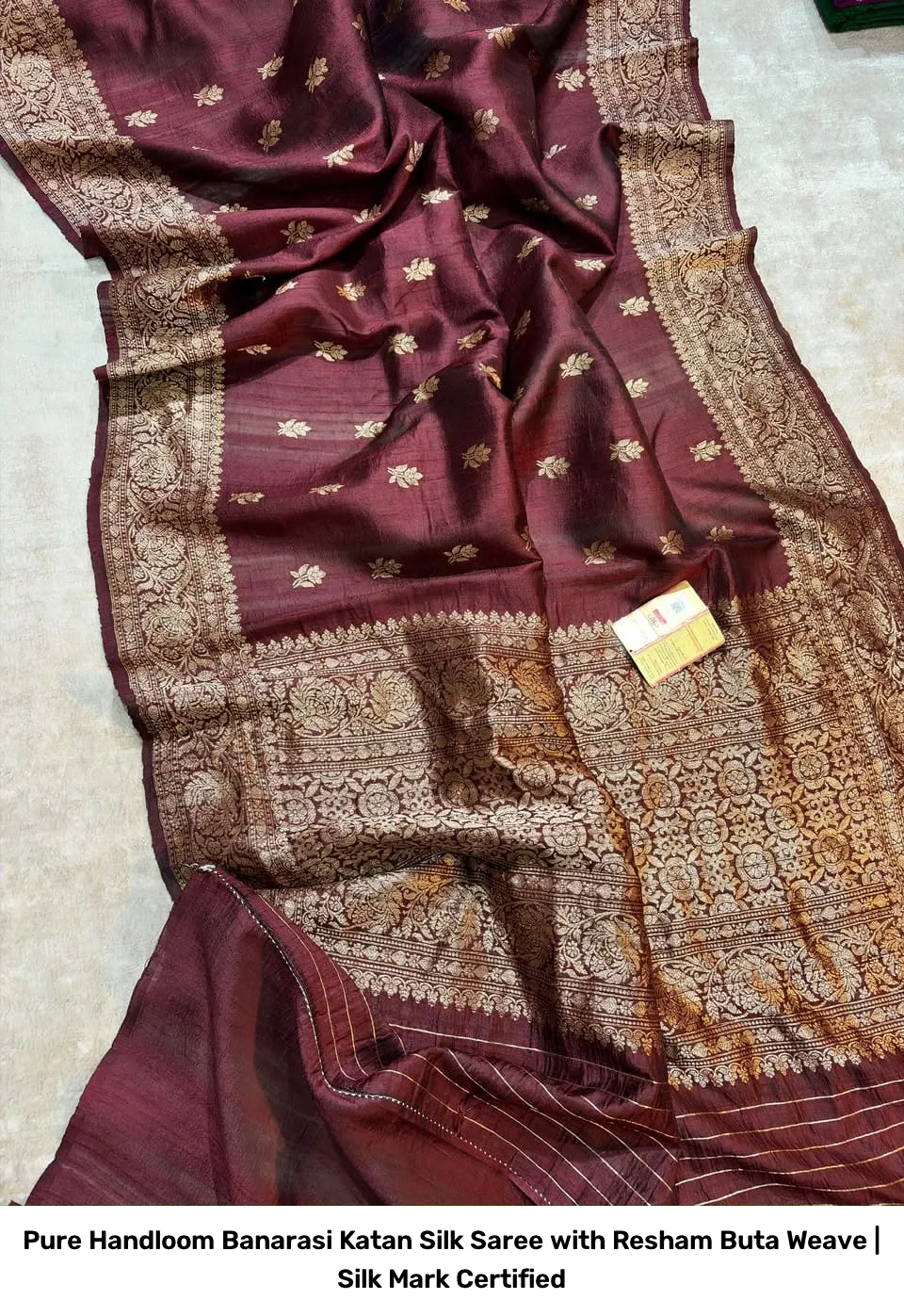 Pure Handloom Banarasi Katan Silk Saree with Resham Buta Weave | Silk Mark Certified 6