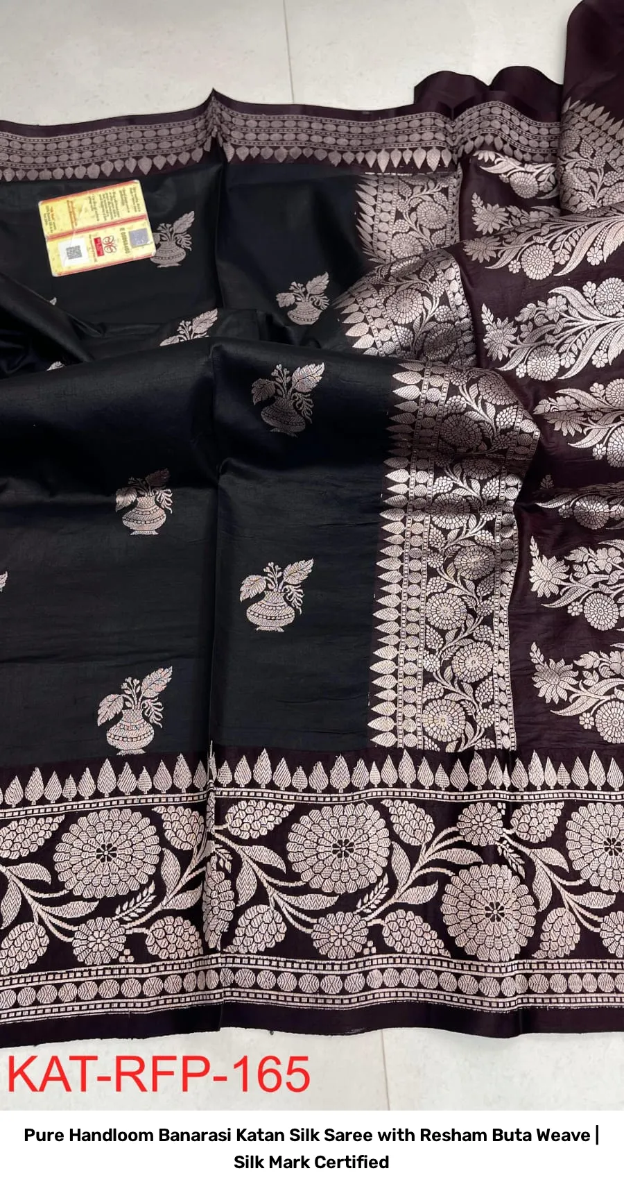 Pure Handloom Banarasi Katan Silk Saree with Resham Buta Weave | Silk Mark Certified 7