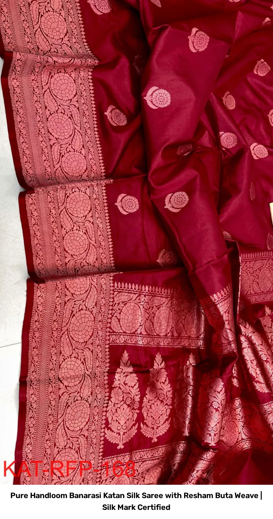 Pure Handloom Banarasi Katan Silk Saree with Resham Buta Weave | Silk Mark Certified 8