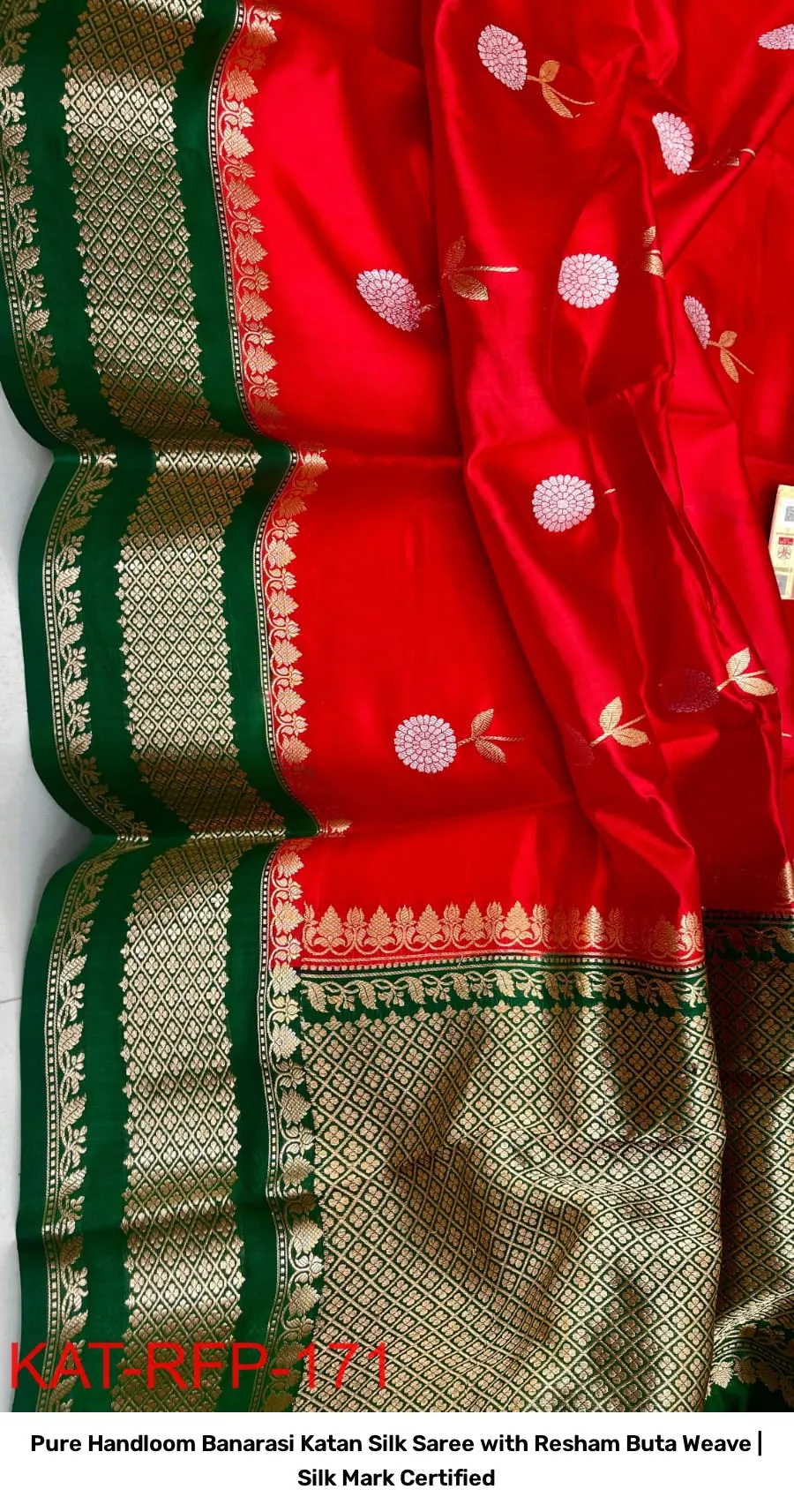 Pure Handloom Banarasi Katan Silk Saree with Resham Buta Weave | Silk Mark Certified 9