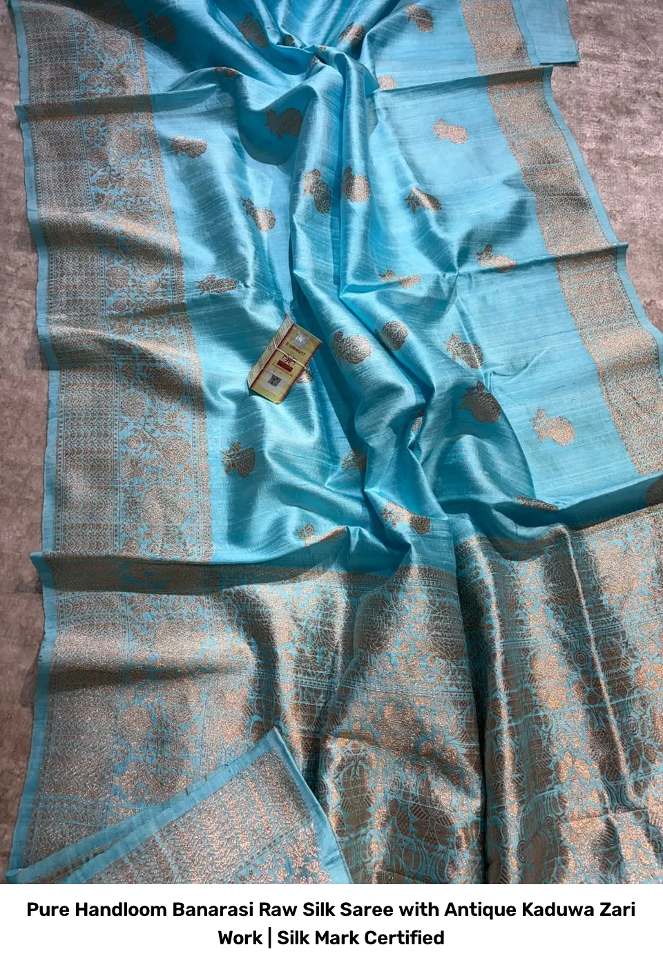 Pure Handloom Banarasi Raw Silk Saree with Antique Kaduwa Zari Work | Silk Mark Certified 10