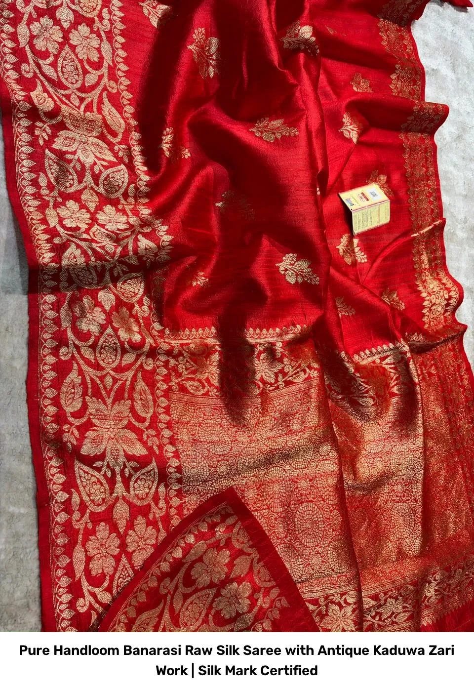 Pure Handloom Banarasi Raw Silk Saree with Antique Kaduwa Zari Work | Silk Mark Certified 11