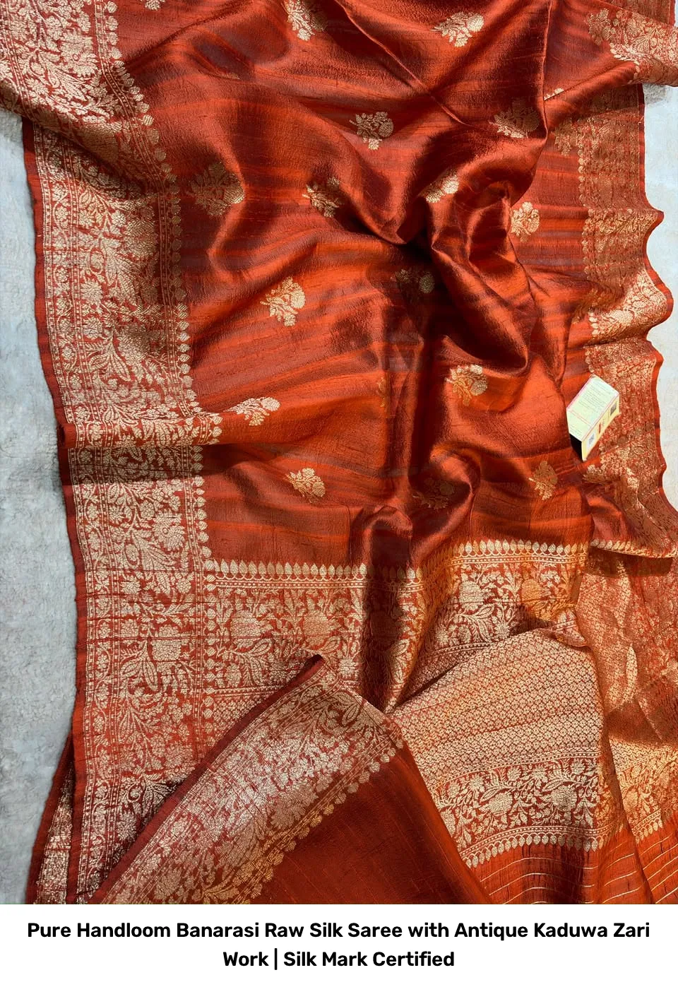 Pure Handloom Banarasi Raw Silk Saree with Antique Kaduwa Zari Work | Silk Mark Certified 15