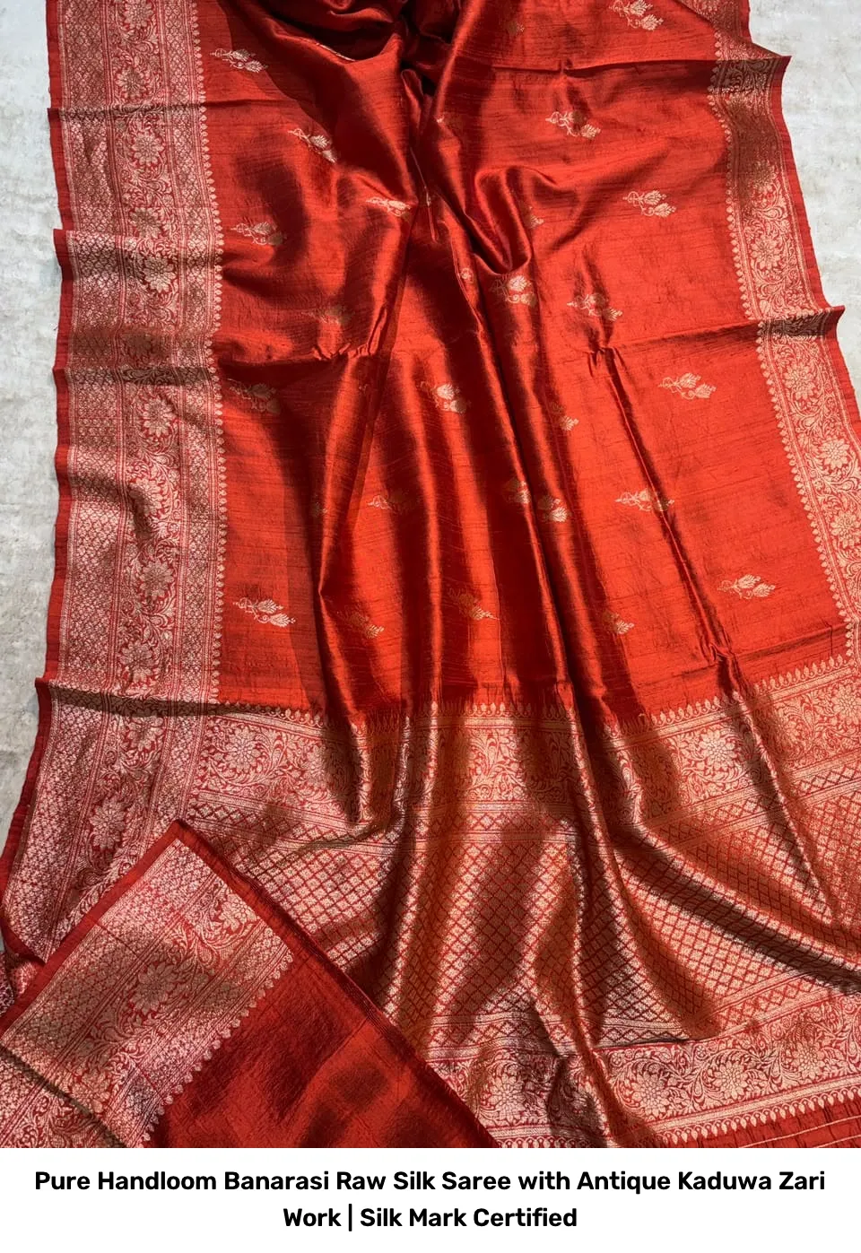 Pure Handloom Banarasi Raw Silk Saree with Antique Kaduwa Zari Work | Silk Mark Certified 19