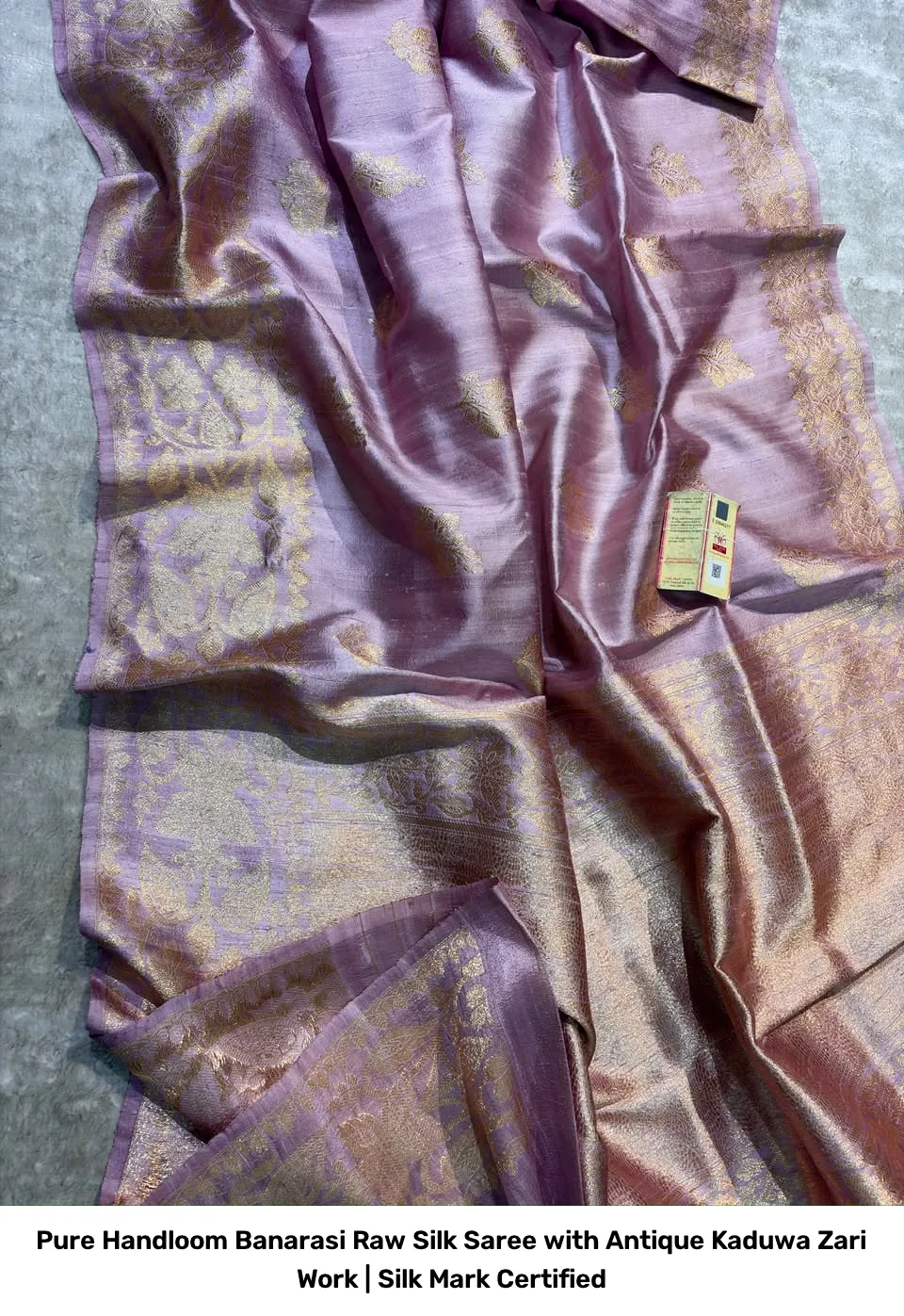 Pure Handloom Banarasi Raw Silk Saree with Antique Kaduwa Zari Work | Silk Mark Certified 20