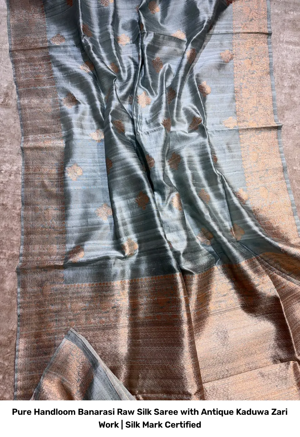 Pure Handloom Banarasi Raw Silk Saree with Antique Kaduwa Zari Work | Silk Mark Certified 3