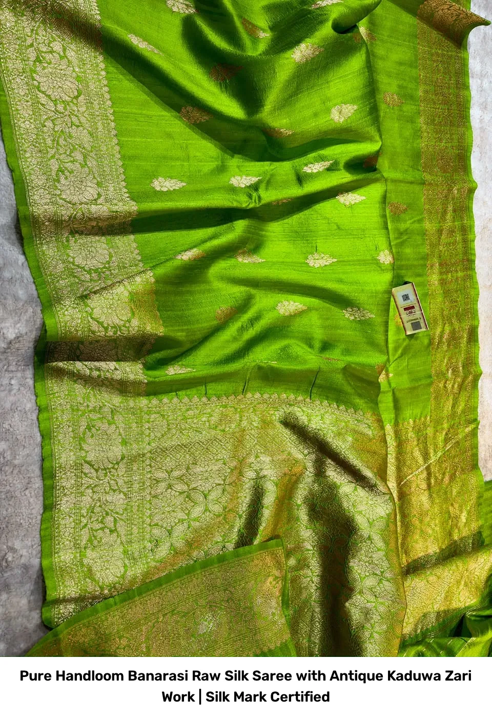 Pure Handloom Banarasi Raw Silk Saree with Antique Kaduwa Zari Work | Silk Mark Certified 6