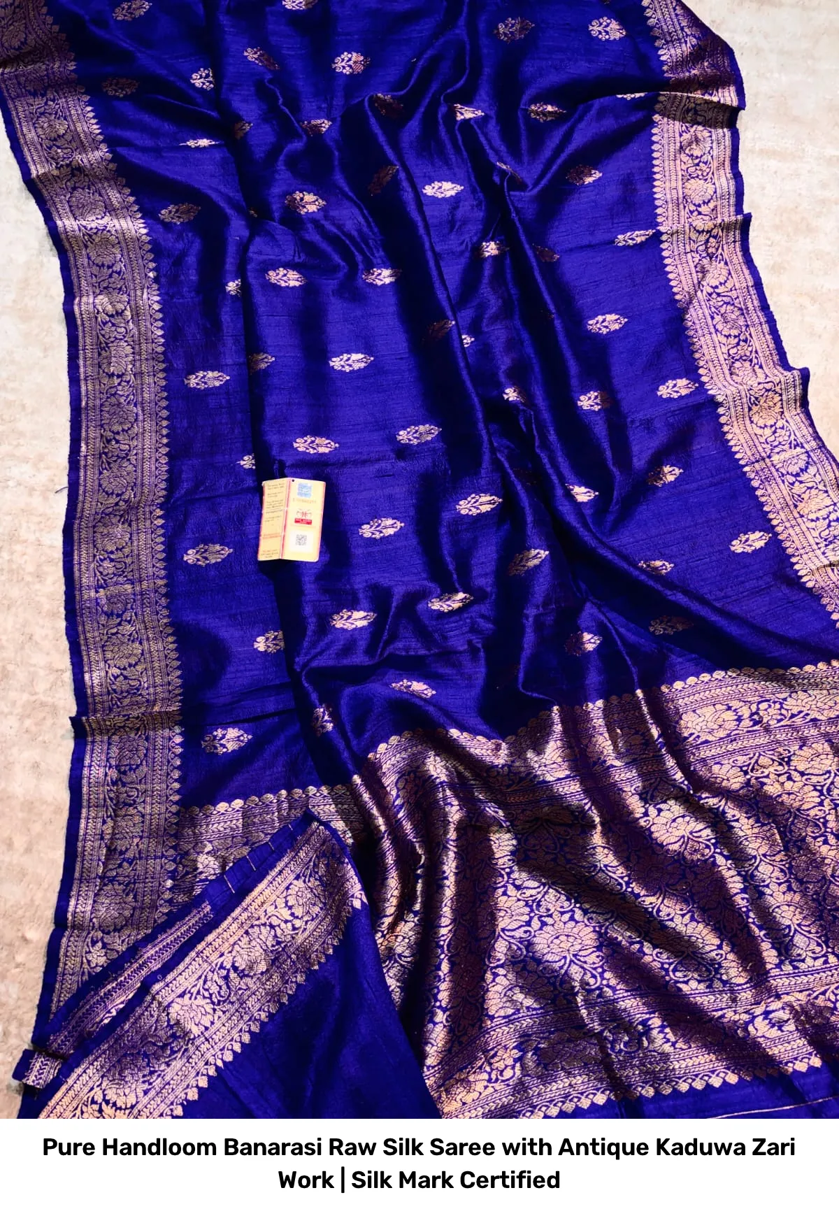 Pure Handloom Banarasi Raw Silk Saree with Antique Kaduwa Zari Work | Silk Mark Certified 8