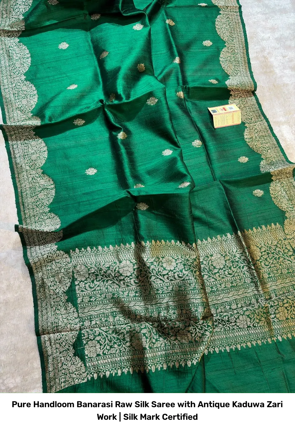 Pure Handloom Banarasi Raw Silk Saree with Antique Kaduwa Zari Work | Silk Mark Certified 9
