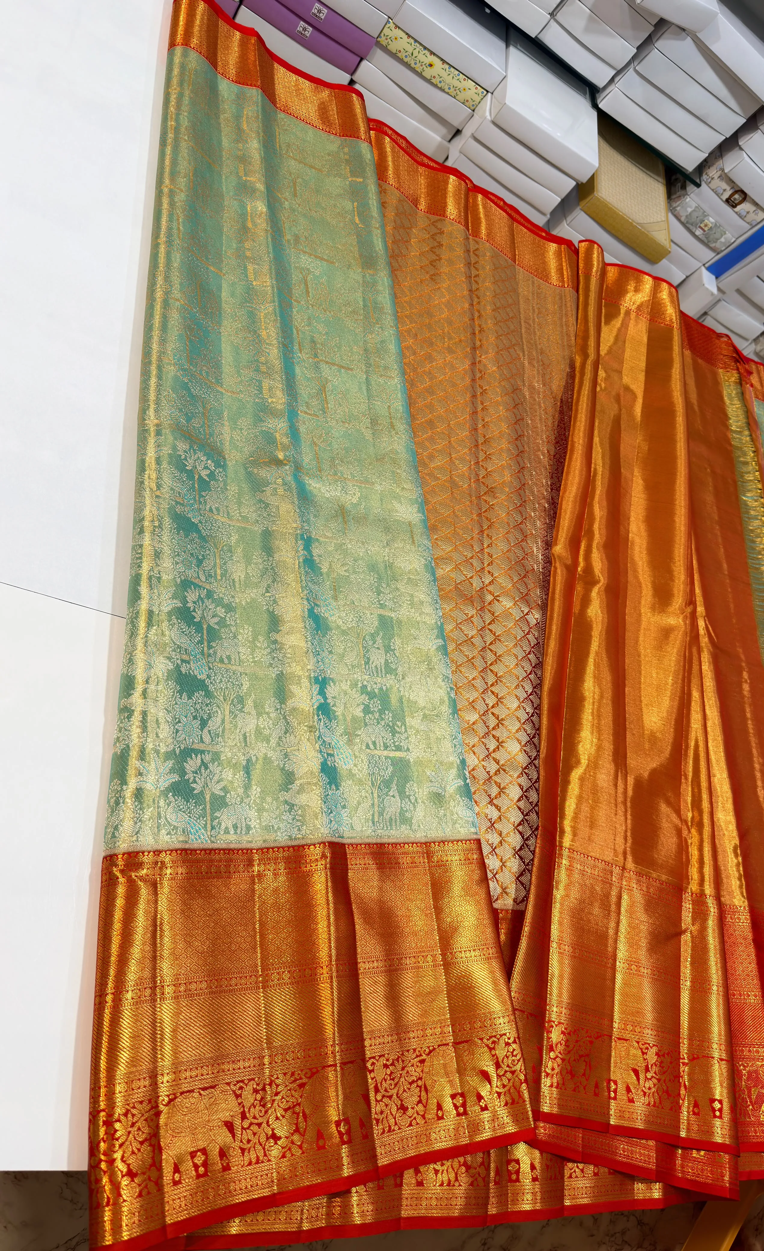 Pure Handloom Bridal Silk Saree with Elephant Zari Border