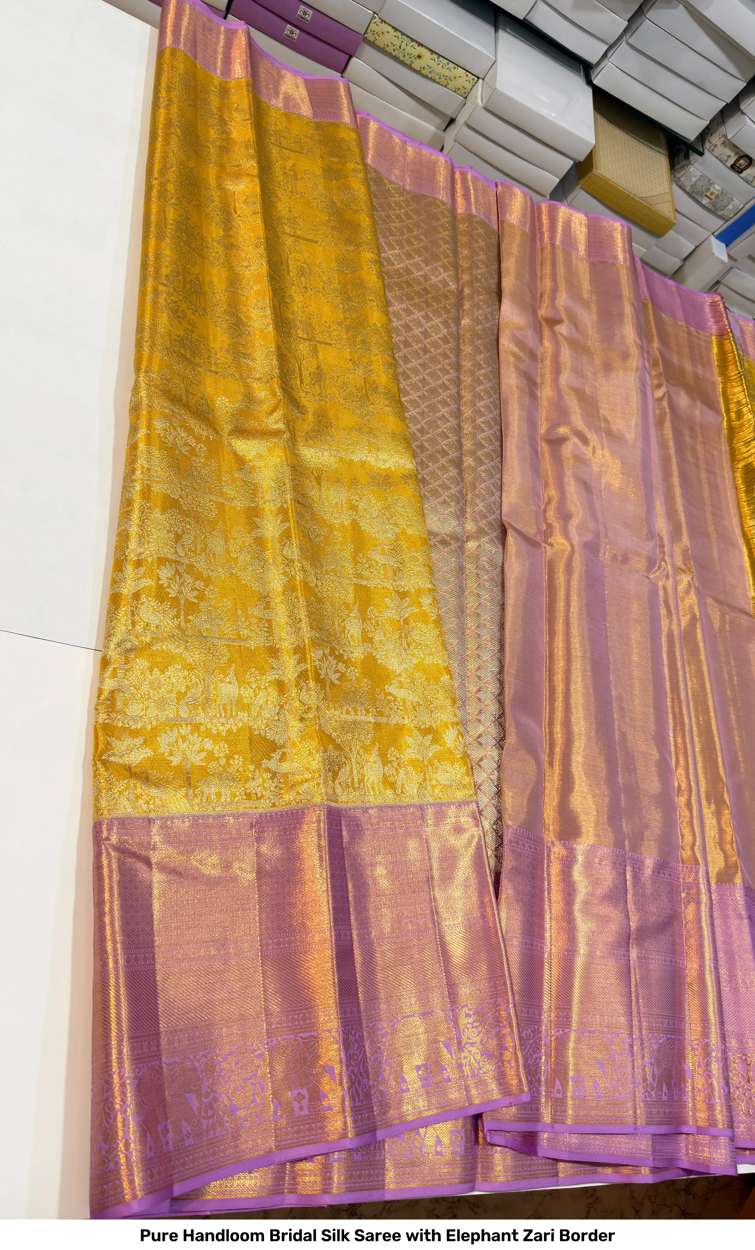 Pure Handloom Bridal Silk Saree with Elephant Zari Border 6