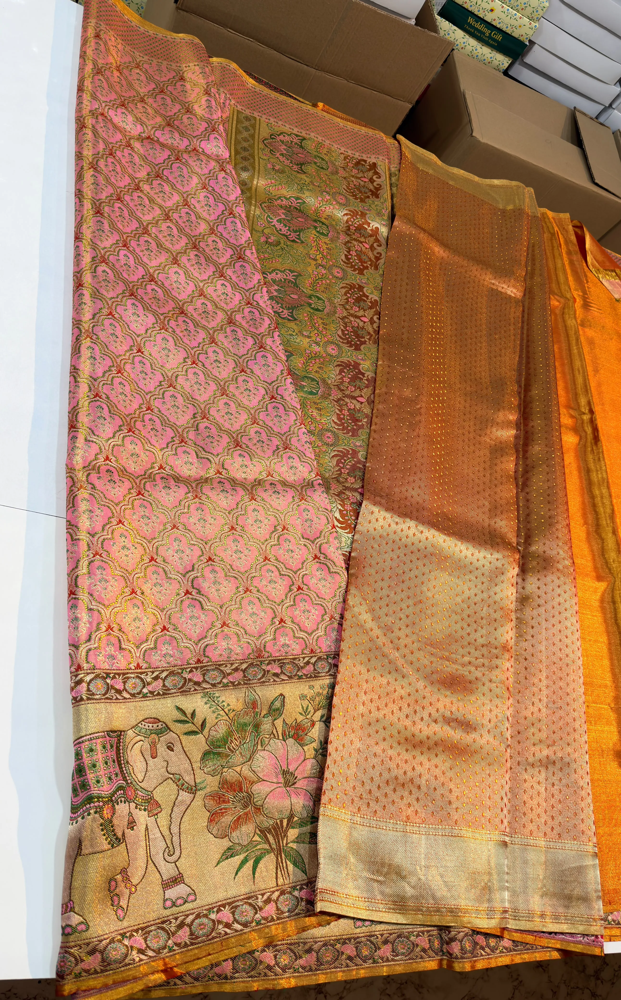 Pure Handloom Bridal Silk Saree with Meenakari Elephant & Floral Border | Silk Mark Certified Pattu Saree