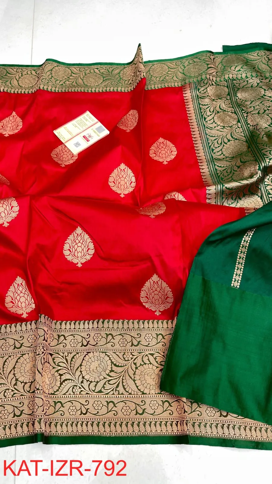 Pure Handloom Katan Silk Banarasi Saree with Antique Zari Work | Silk Mark Certified Bridal & Festive Saree with Blouse
