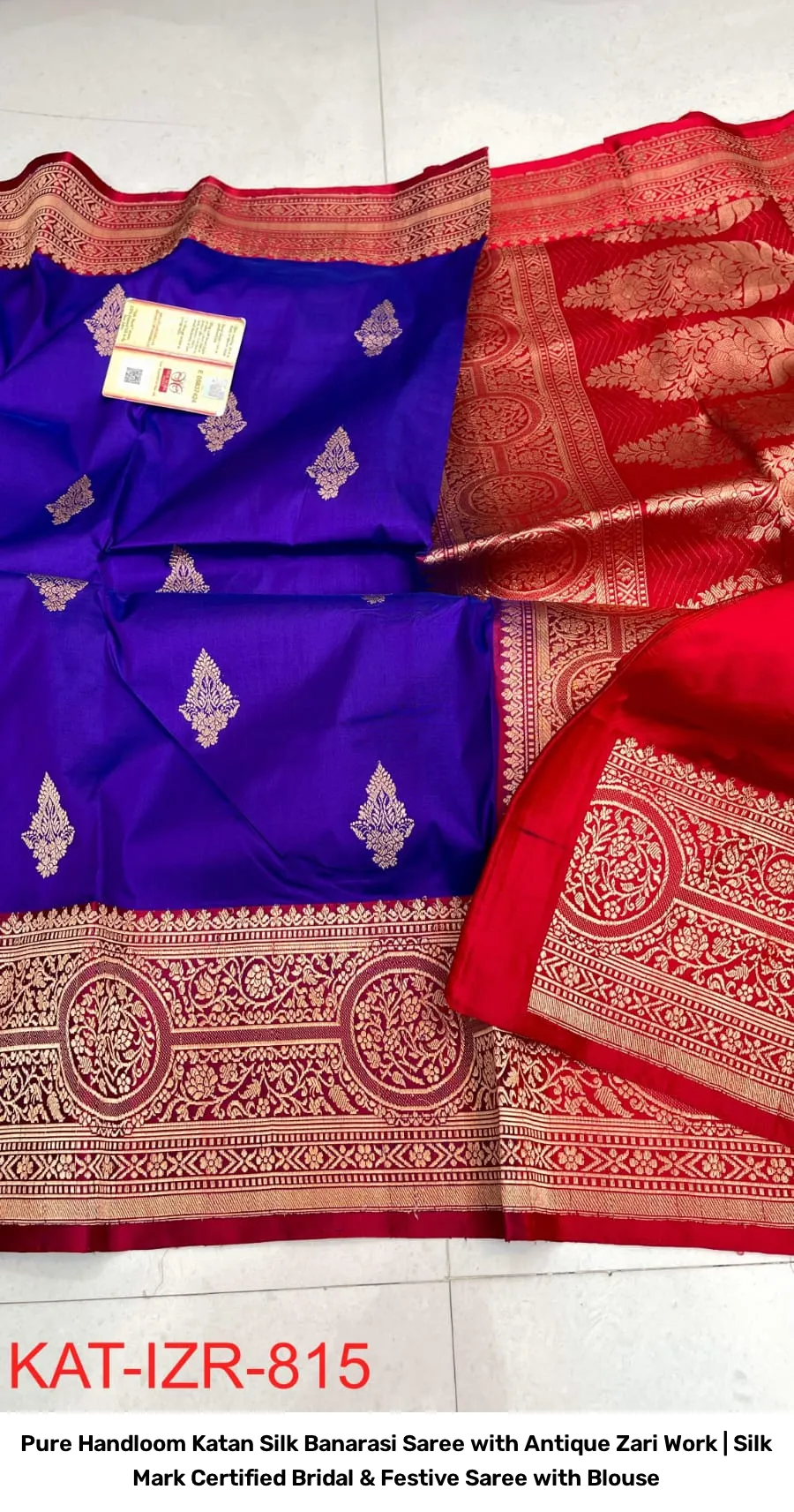 Pure Handloom Katan Silk Banarasi Saree with Antique Zari Work | Silk Mark Certified Bridal & Festive Saree with Blouse 11