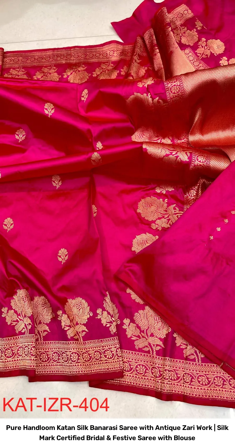 Pure Handloom Katan Silk Banarasi Saree with Antique Zari Work | Silk Mark Certified Bridal & Festive Saree with Blouse 13