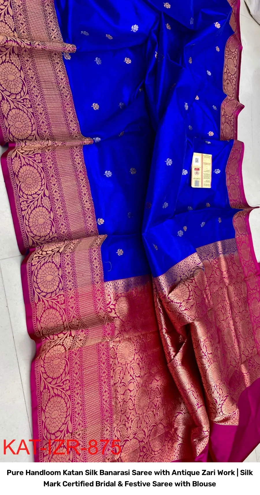 Pure Handloom Katan Silk Banarasi Saree with Antique Zari Work | Silk Mark Certified Bridal & Festive Saree with Blouse 15