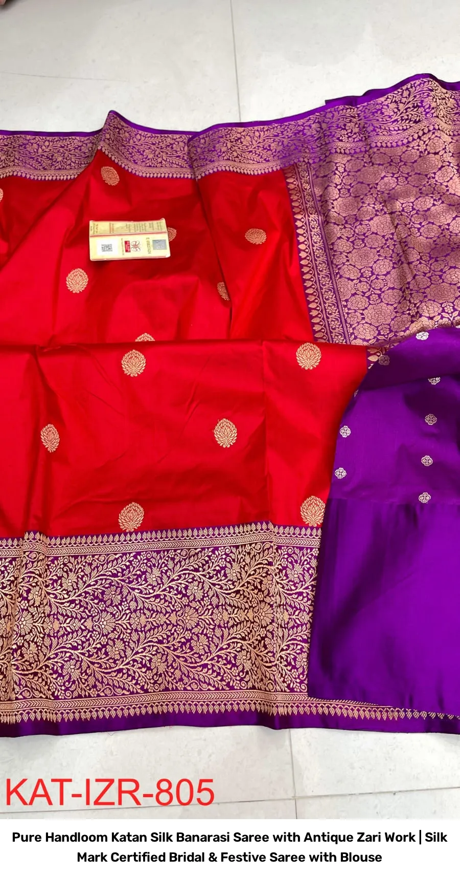 Pure Handloom Katan Silk Banarasi Saree with Antique Zari Work | Silk Mark Certified Bridal & Festive Saree with Blouse 2