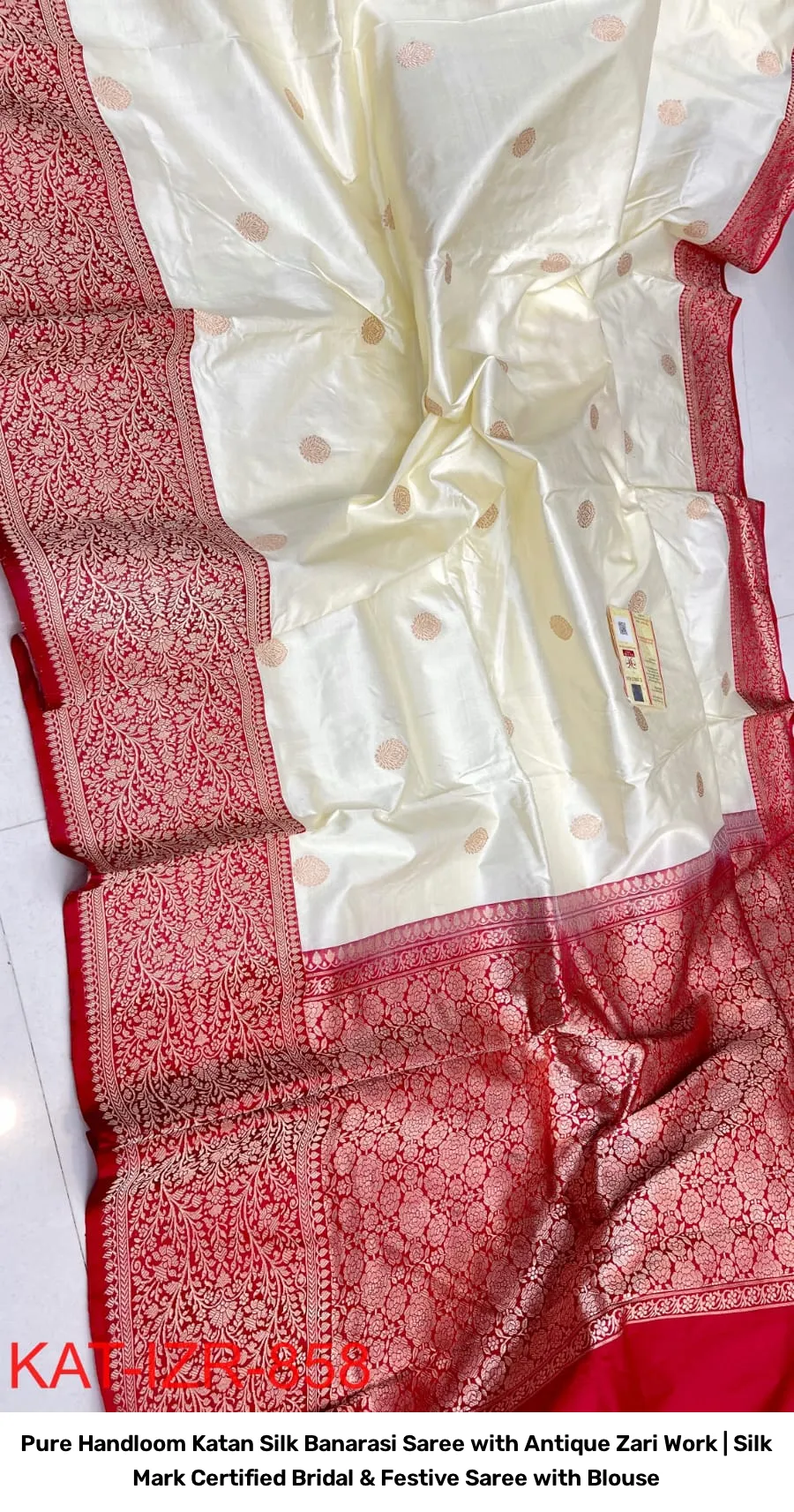 Pure Handloom Katan Silk Banarasi Saree with Antique Zari Work | Silk Mark Certified Bridal & Festive Saree with Blouse 6