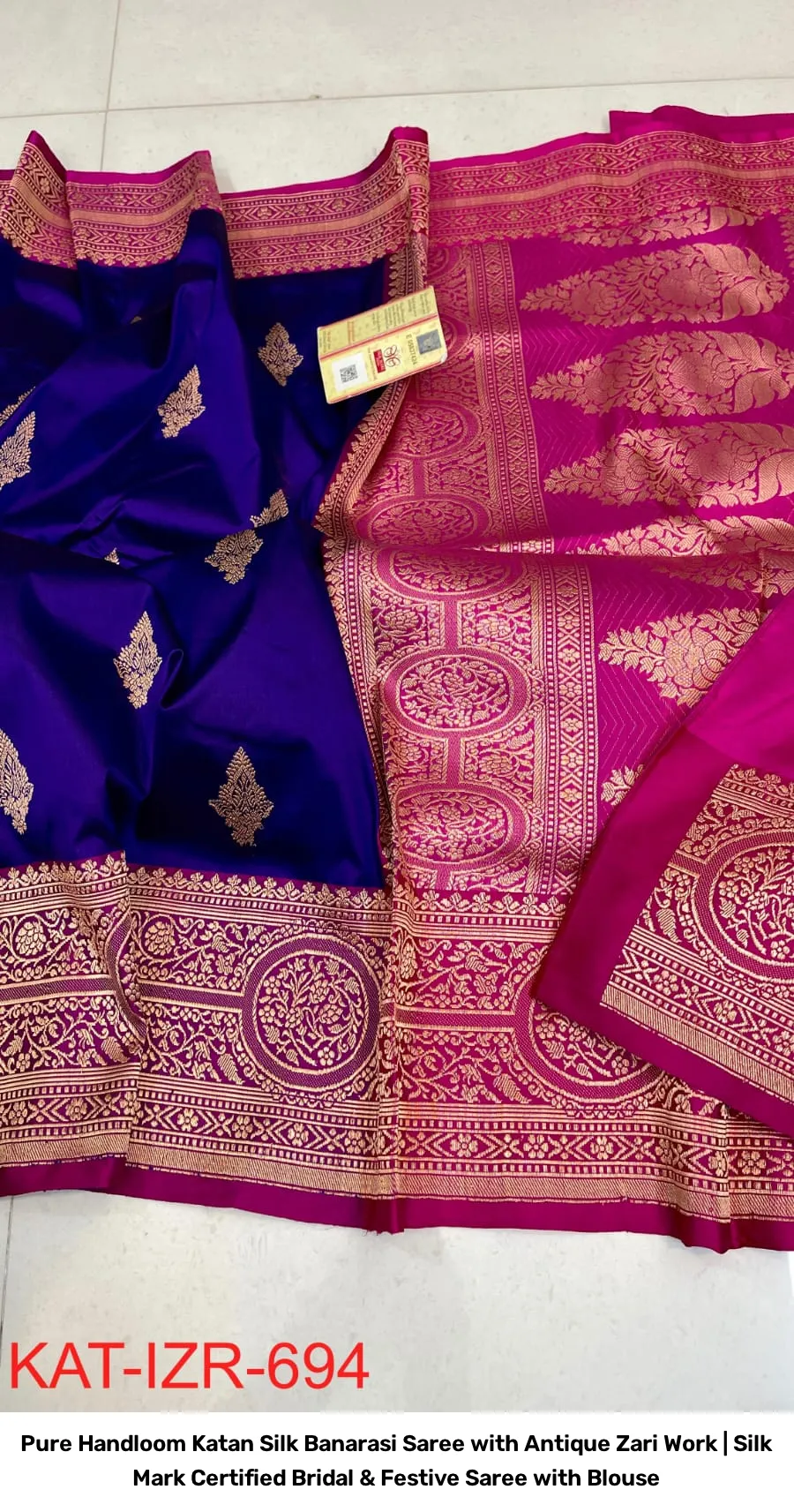 Pure Handloom Katan Silk Banarasi Saree with Antique Zari Work | Silk Mark Certified Bridal & Festive Saree with Blouse 8
