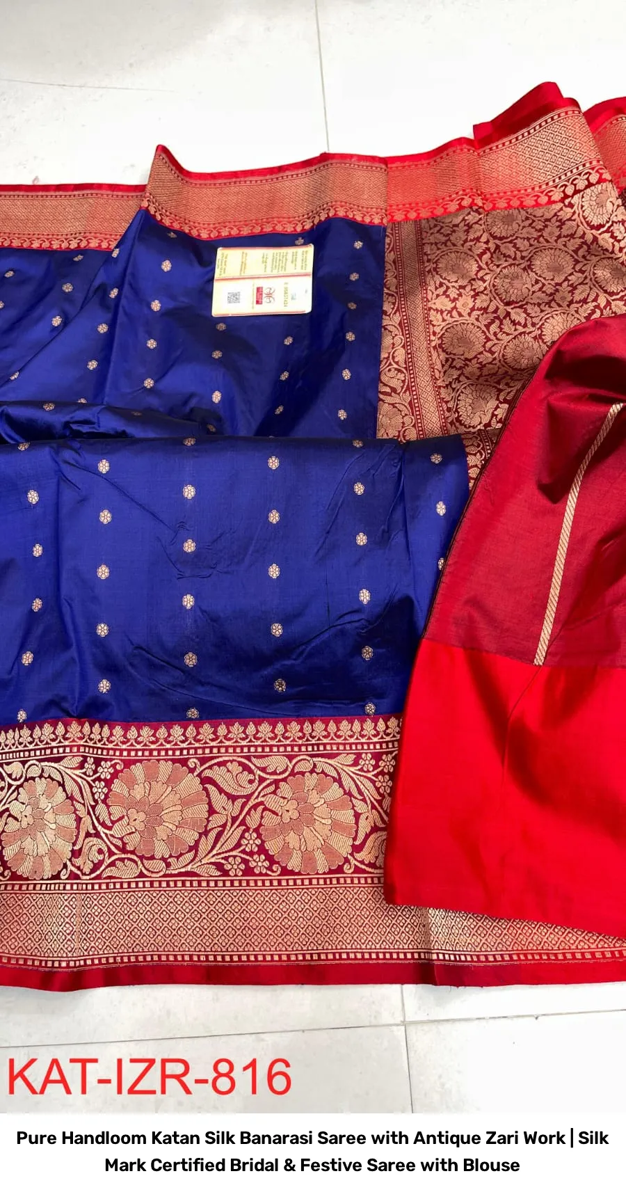 Pure Handloom Katan Silk Banarasi Saree with Antique Zari Work | Silk Mark Certified Bridal & Festive Saree with Blouse 9