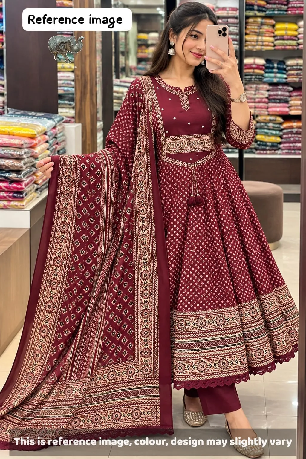 Pure Mal Cotton Printed Anarkali Kurti Pant Dupatta Set | Festive Flared Suit Set (M to 7XL)