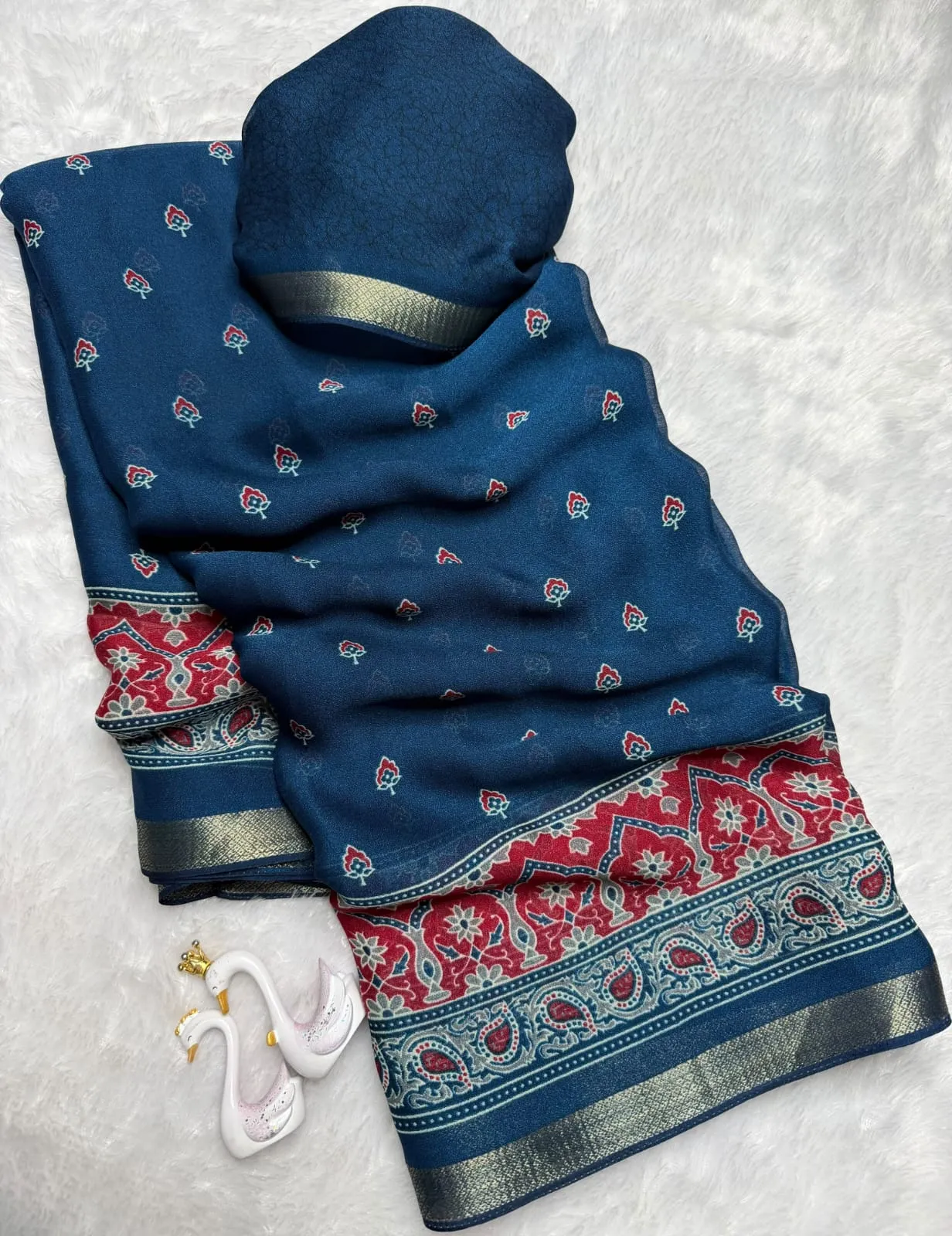 Pure Soft Georgette Bandhej Print Saree with Rich Pallu & Zari Jacquard Border | Lightweight Daily Wear
