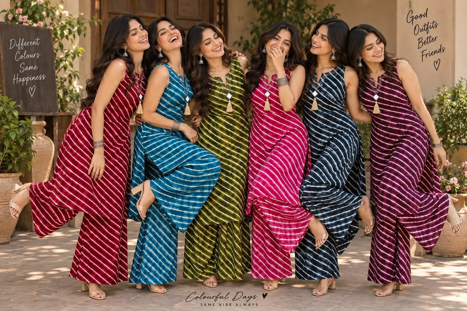 Rajasthani Leheriya Print Modal Silk Kurti with Flared Palazzo Pants