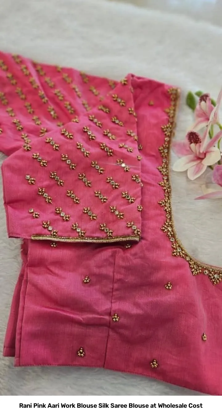 Rani Pink Aari Work Blouse – Silk Saree Blouse at Wholesale Cost 2
