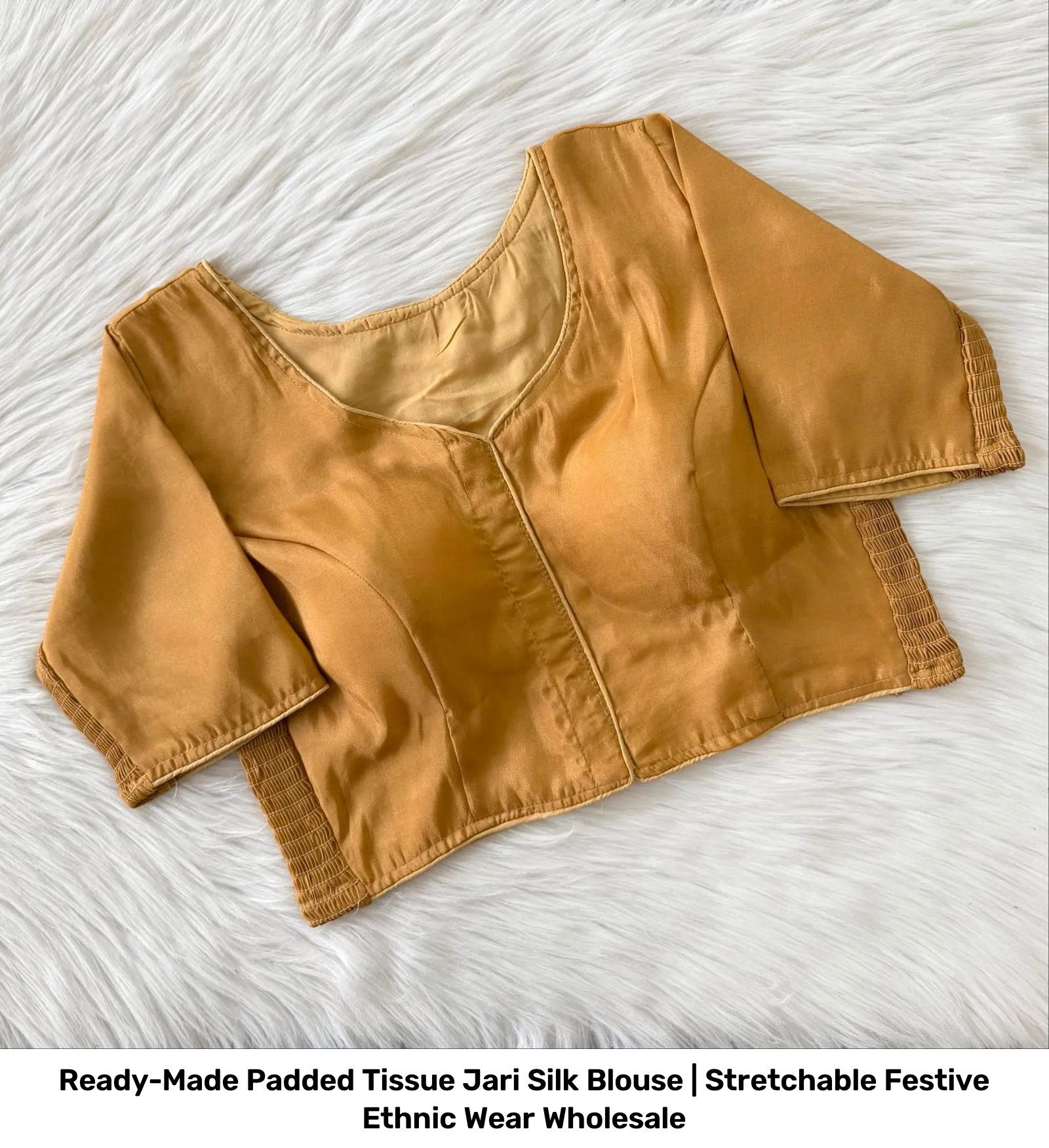 Ready-Made Padded Tissue Jari Silk Blouse | Stretchable Festive Ethnic Wear Wholesale 10