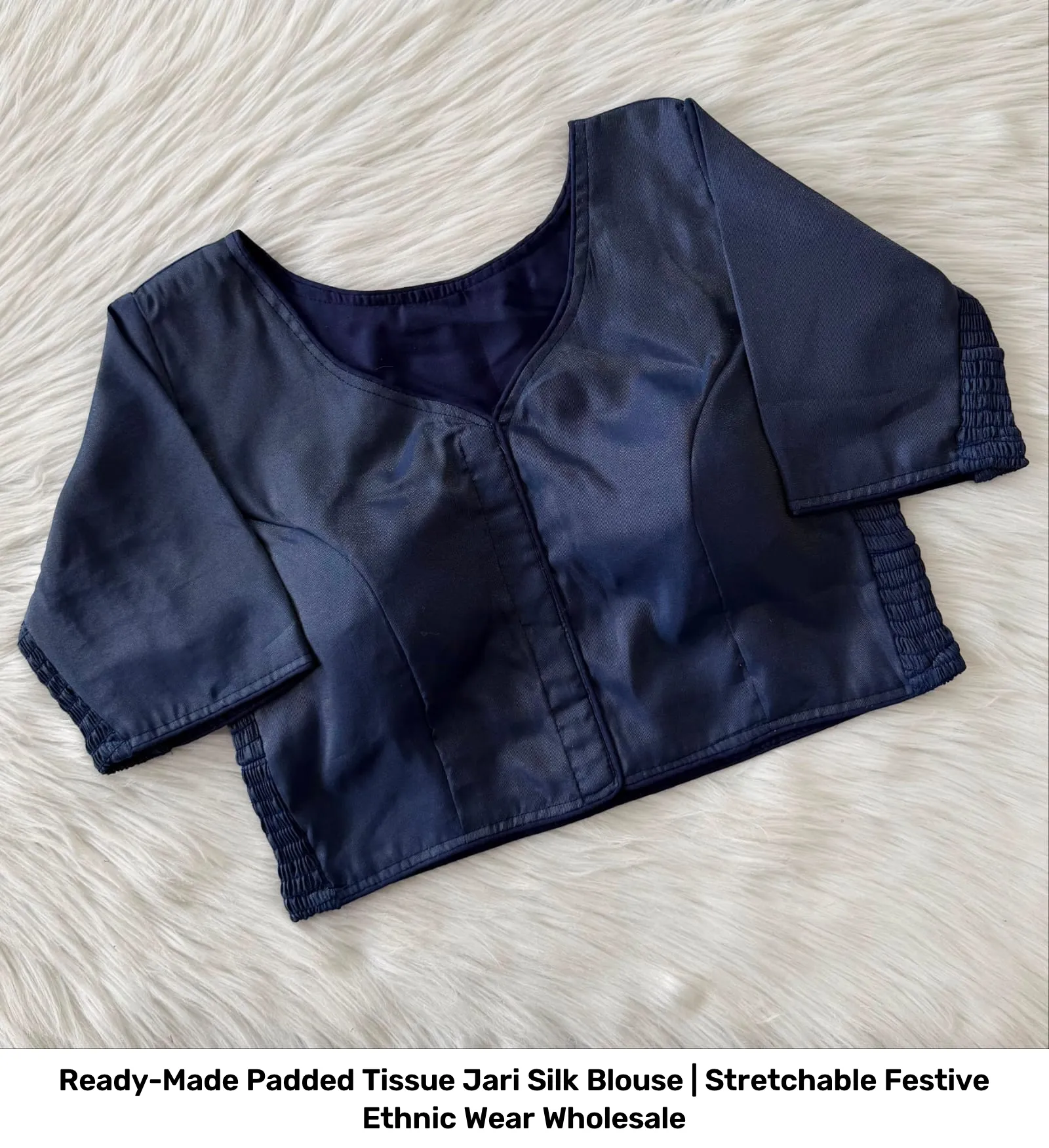 Ready-Made Padded Tissue Jari Silk Blouse | Stretchable Festive Ethnic Wear Wholesale 11