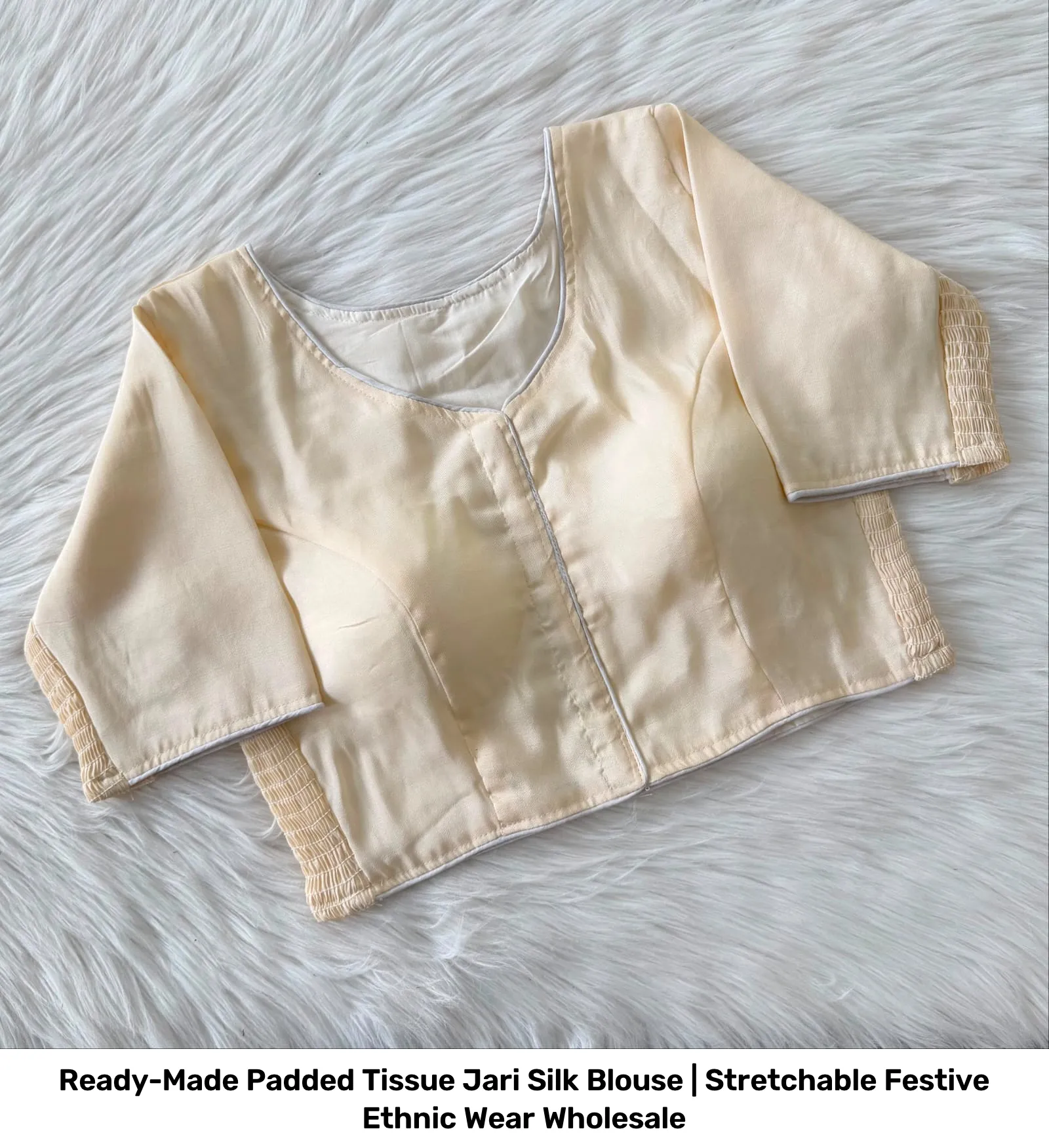 Ready-Made Padded Tissue Jari Silk Blouse | Stretchable Festive Ethnic Wear Wholesale 12