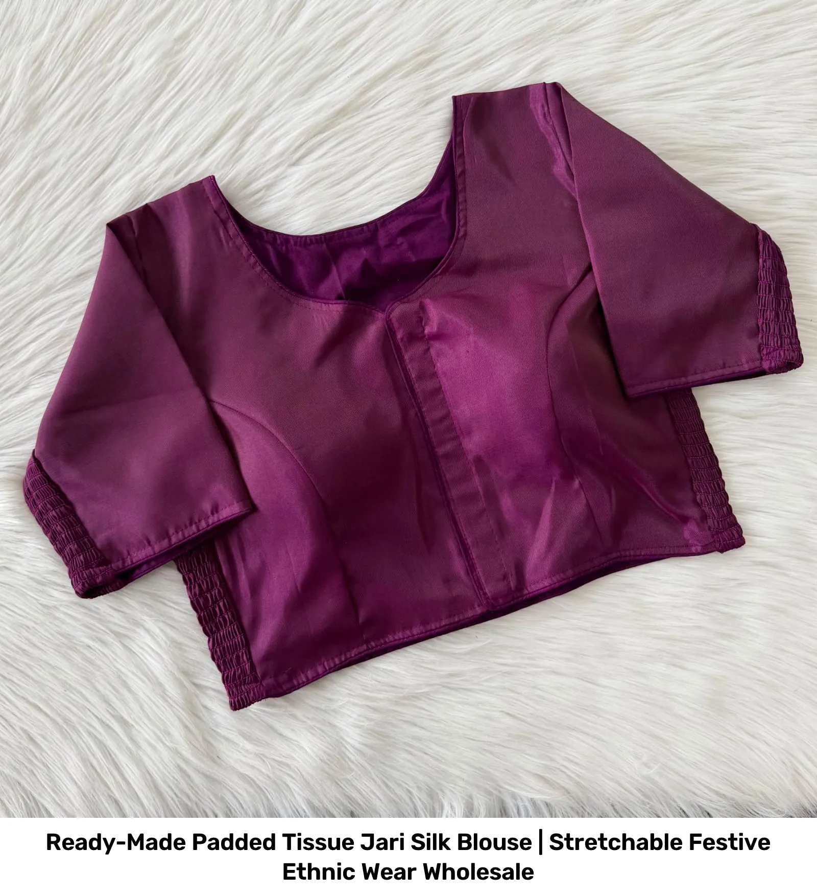Ready-Made Padded Tissue Jari Silk Blouse | Stretchable Festive Ethnic Wear Wholesale 13