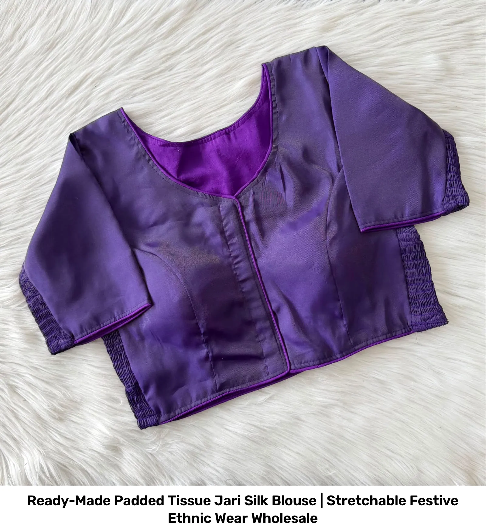 Ready-Made Padded Tissue Jari Silk Blouse | Stretchable Festive Ethnic Wear Wholesale 14