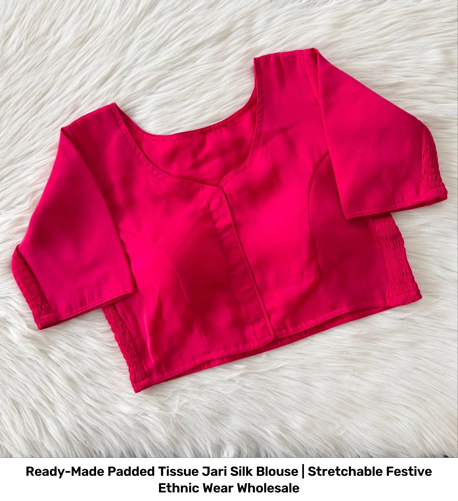Ready-Made Padded Tissue Jari Silk Blouse | Stretchable Festive Ethnic Wear Wholesale 15