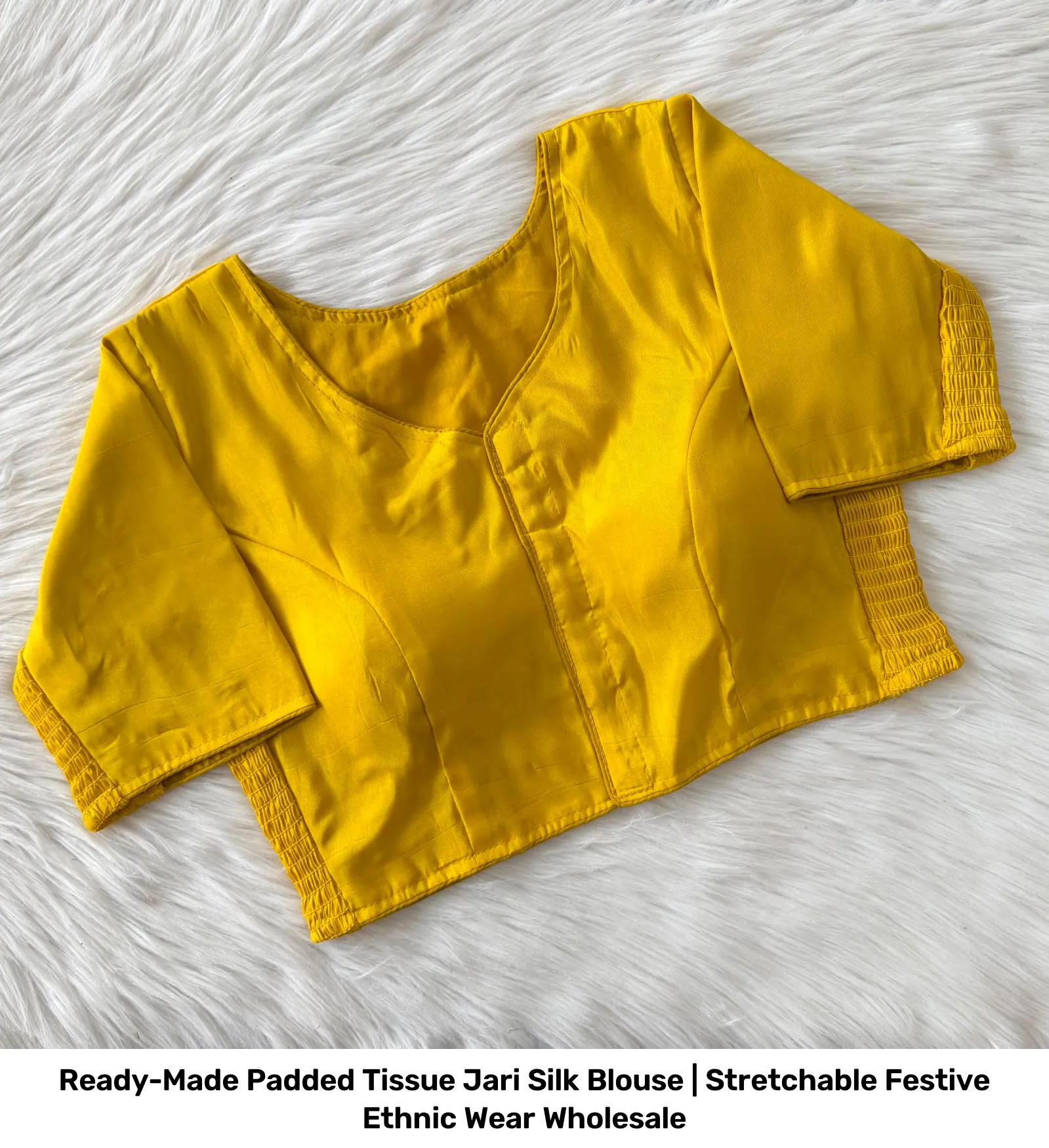 Ready-Made Padded Tissue Jari Silk Blouse | Stretchable Festive Ethnic Wear Wholesale 2