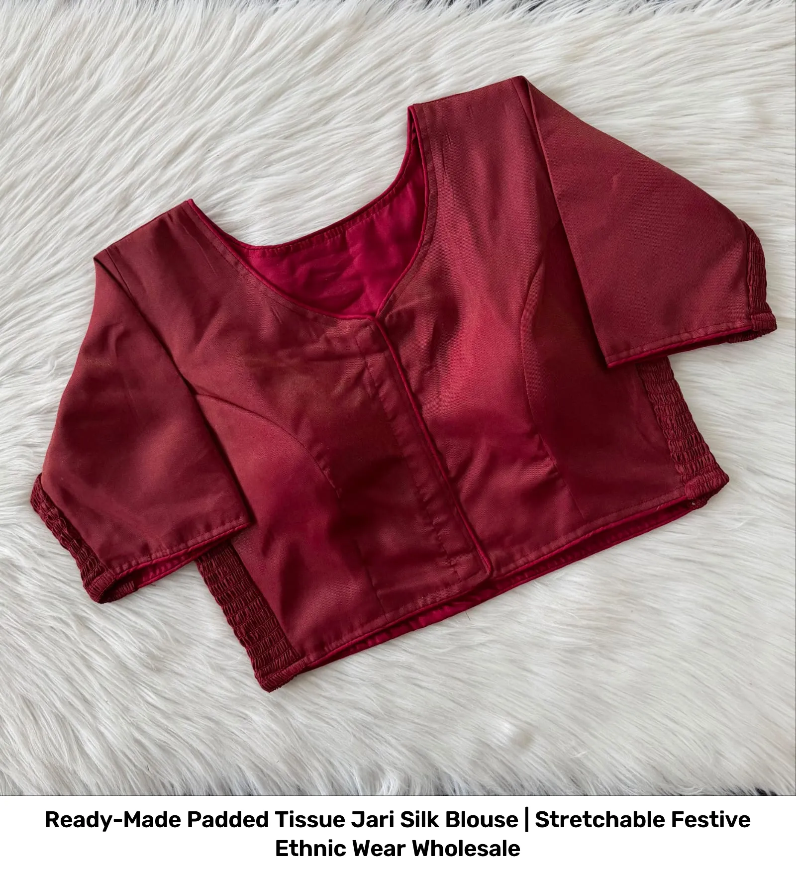 Ready-Made Padded Tissue Jari Silk Blouse | Stretchable Festive Ethnic Wear Wholesale 4